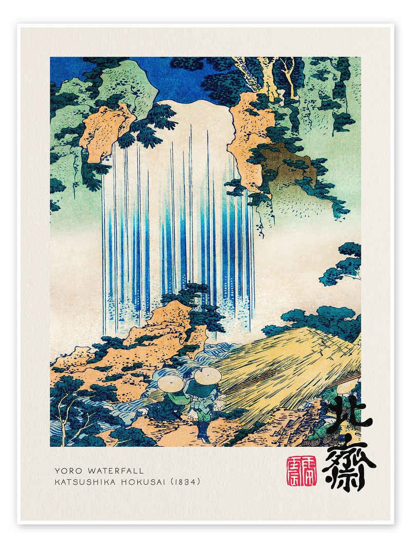 Posterlounge Poster Katsushika Hokusai, Yoro Waterfall, Wohnzimmer Japandi Malerei