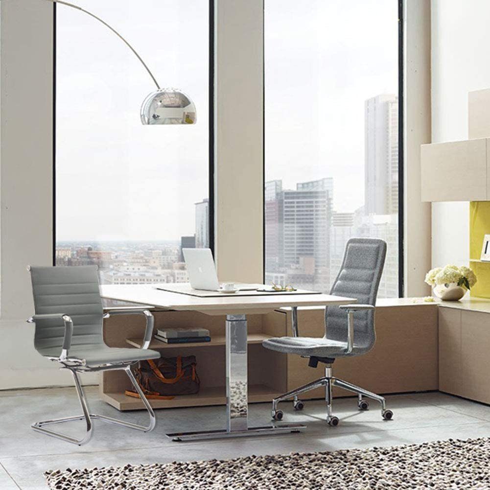 WAHSON OFFICE CHAIRS Bürostuhl Freischwinger aus Besucherstuhl Grau Kunstlederbezug