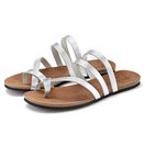 LASCANA Sommerschuh, Sandale, offener Schuh, Pantolette, Zehentrenner aus Leder im Metallic-Look