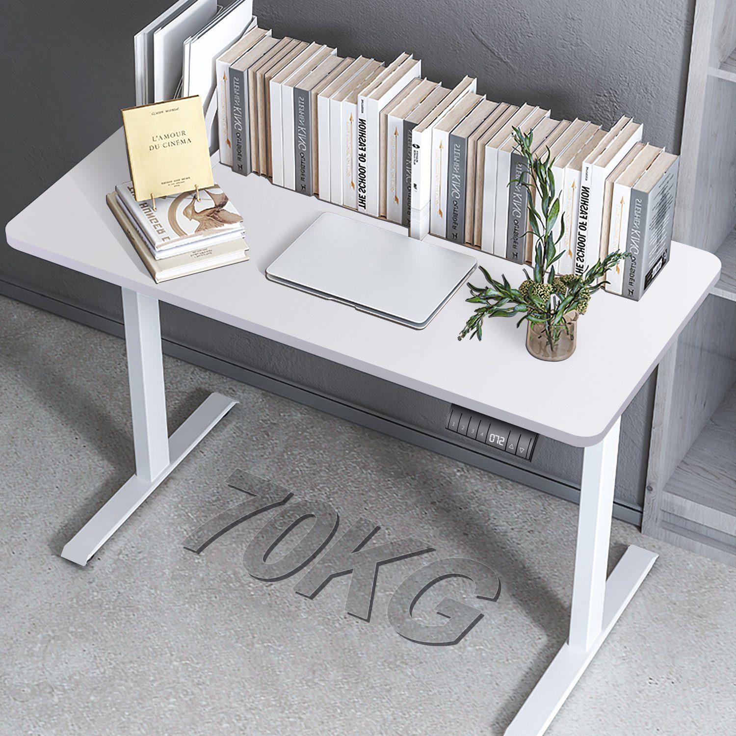 HOMALL Schreibtisch Eine Weiß Höhenverstellbarer komplette Tischplatte Schreibtisch elektrisch