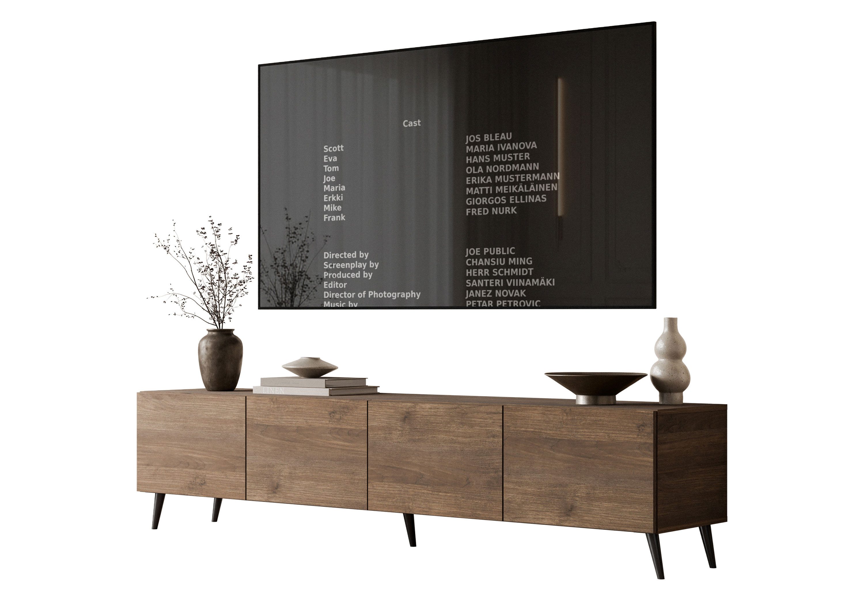 Lookway TV-Schrank COLGANTE in Nussbaum, 200 cm, auf hohen Füßen (2x TV- Schrank) Breite: 200 cm