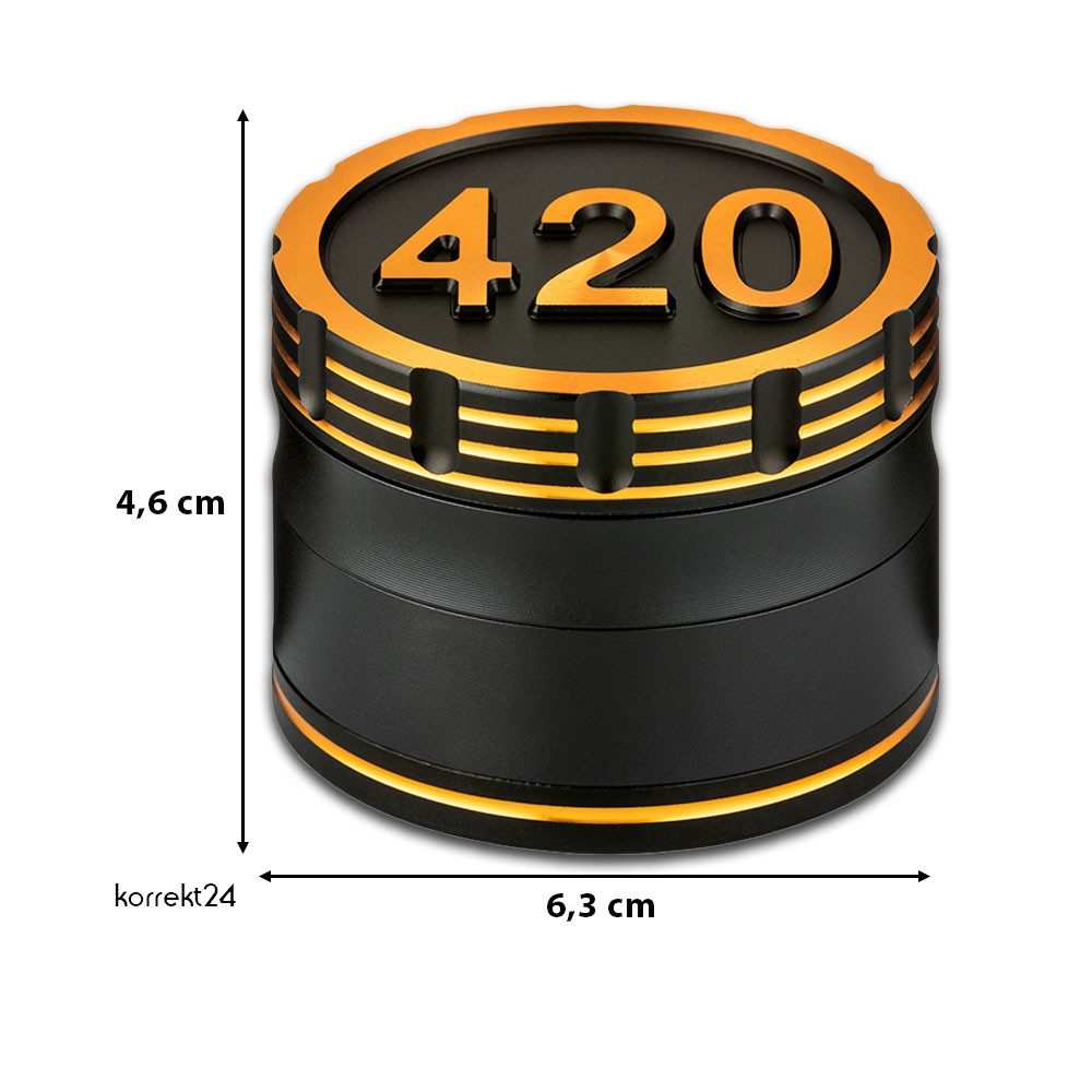 Coumo Kräutermühle Grinder Crusher Gewürzmühle, Schwarz, 420 Design, ⌀ 6 cm, Metall