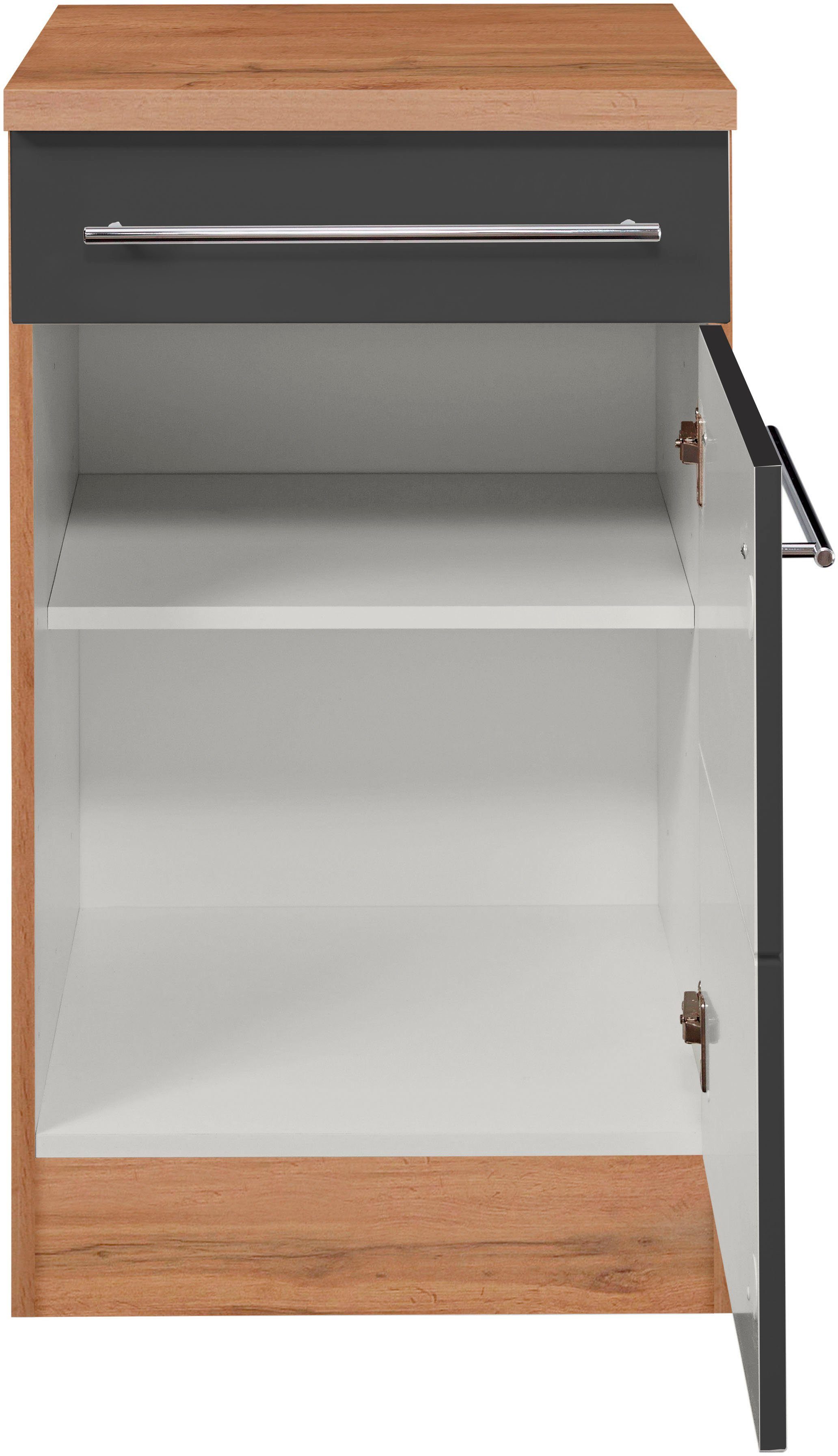 KOCHSTATION Unterschrank KS-Wien Breite 50 cm, mit 1 Tür und 1 Schubkasten günstig online kaufen