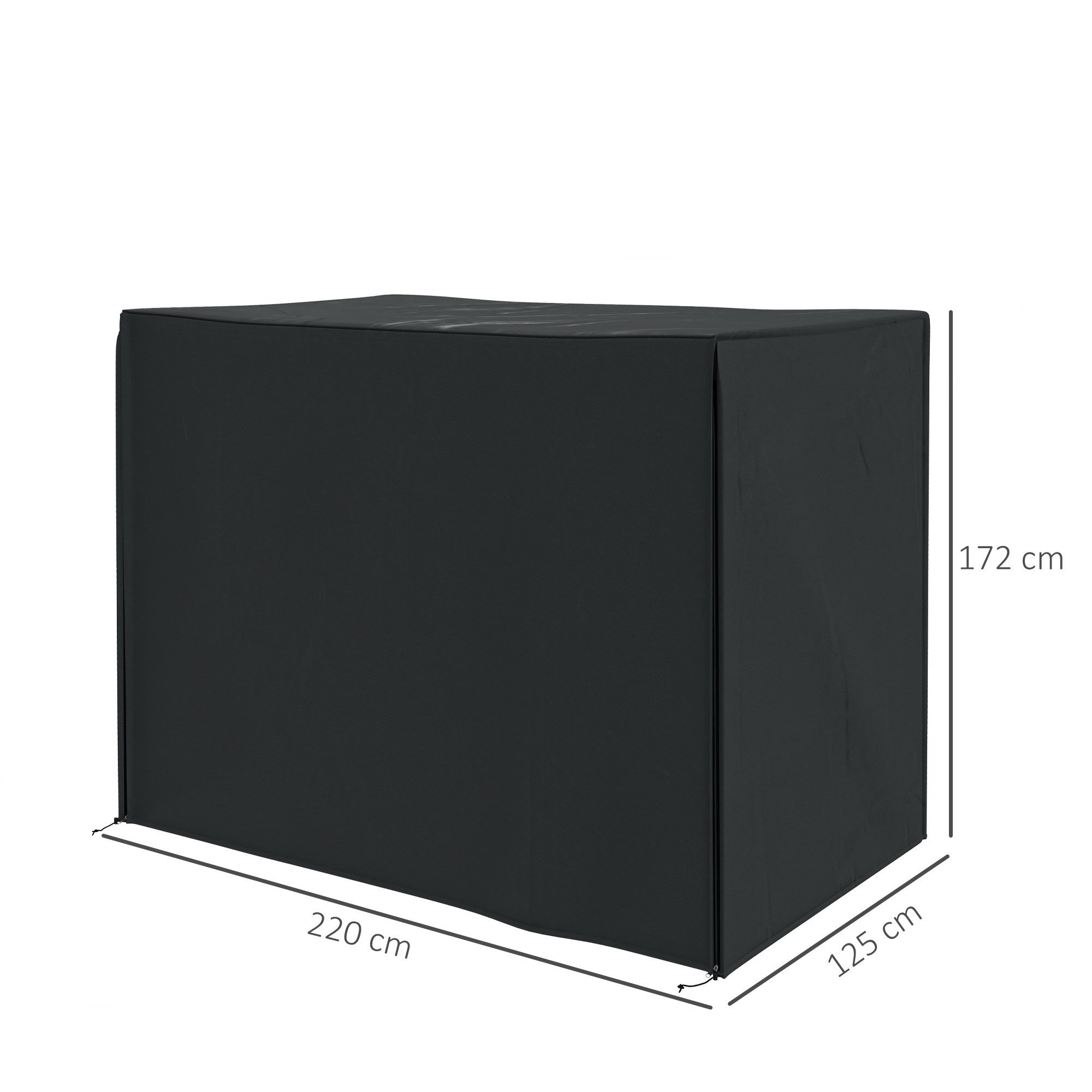 Outsunny Gartenmöbel-Schutzhülle Hollywoodschaukel Abdeckung mit UV-Schutz (Schutzhülle für Gartenschaukel, 1-St., Abdeckhaube), Oxford, Schwarz, 220 x 125 x 172 cm