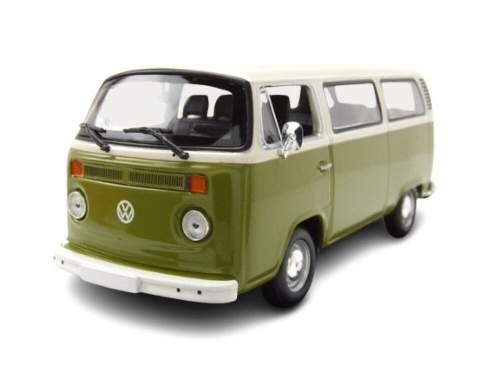 Maxichamps Modellauto VW T2 Bus 1972 grün weiß, Maßstab 1:43