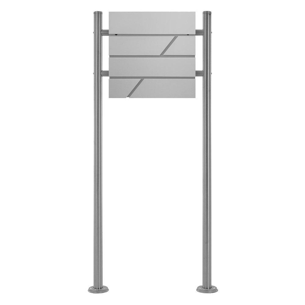 ML-DESIGN Standbriefkasten Wandbriefkasten Briefkasten Postkasten mit Zeitungsfach inkl. Standfuß, Briefkastenanlage mit Ständer Silber 120cm Mailbox mit Pfosten