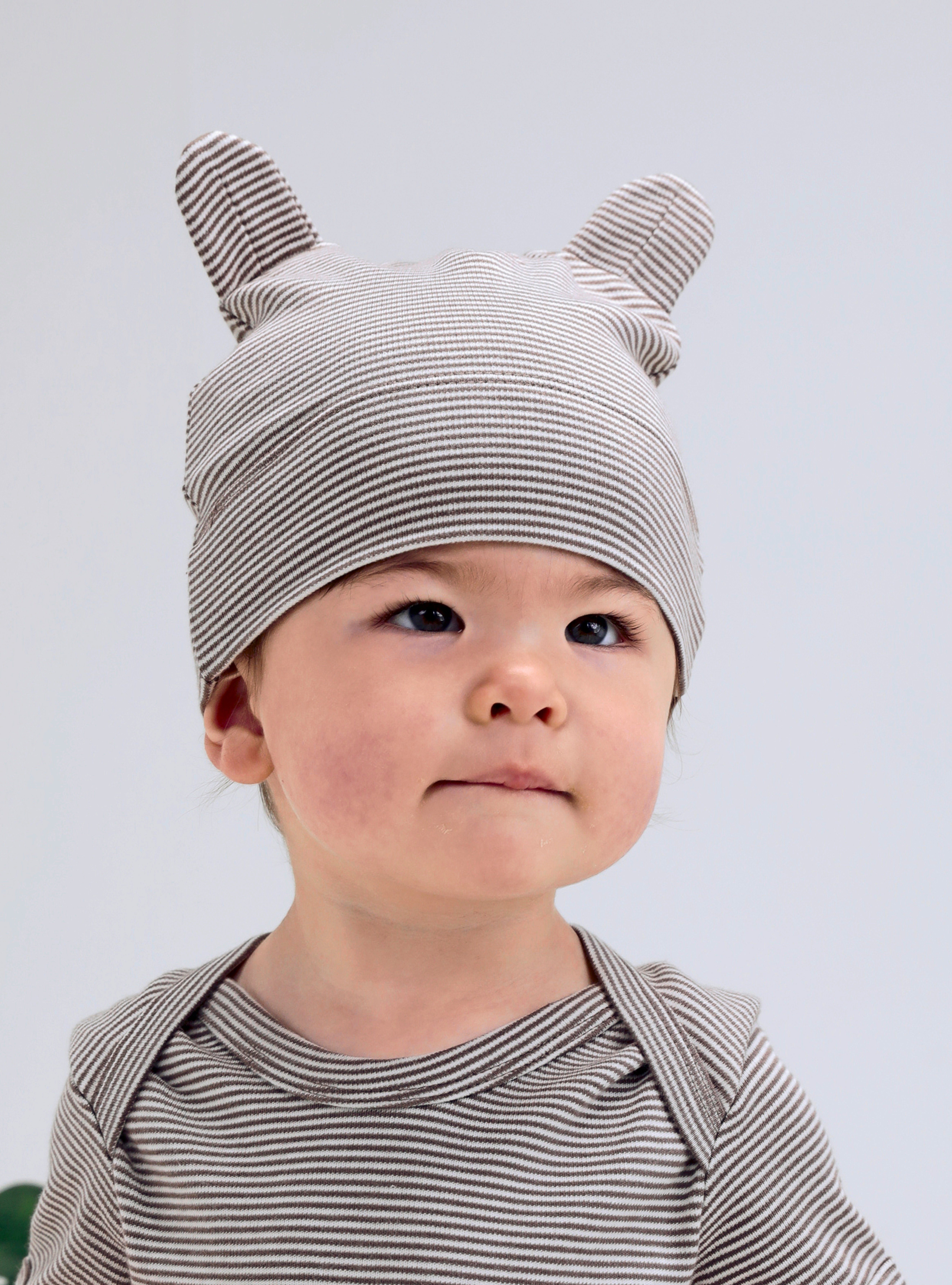 BABYBUGZ Strickmütze Baby Organic Mütze - Jungen / Mädchen Strickmütze mit zwei Ohren aus 100% Bio-Baumwolle Grau