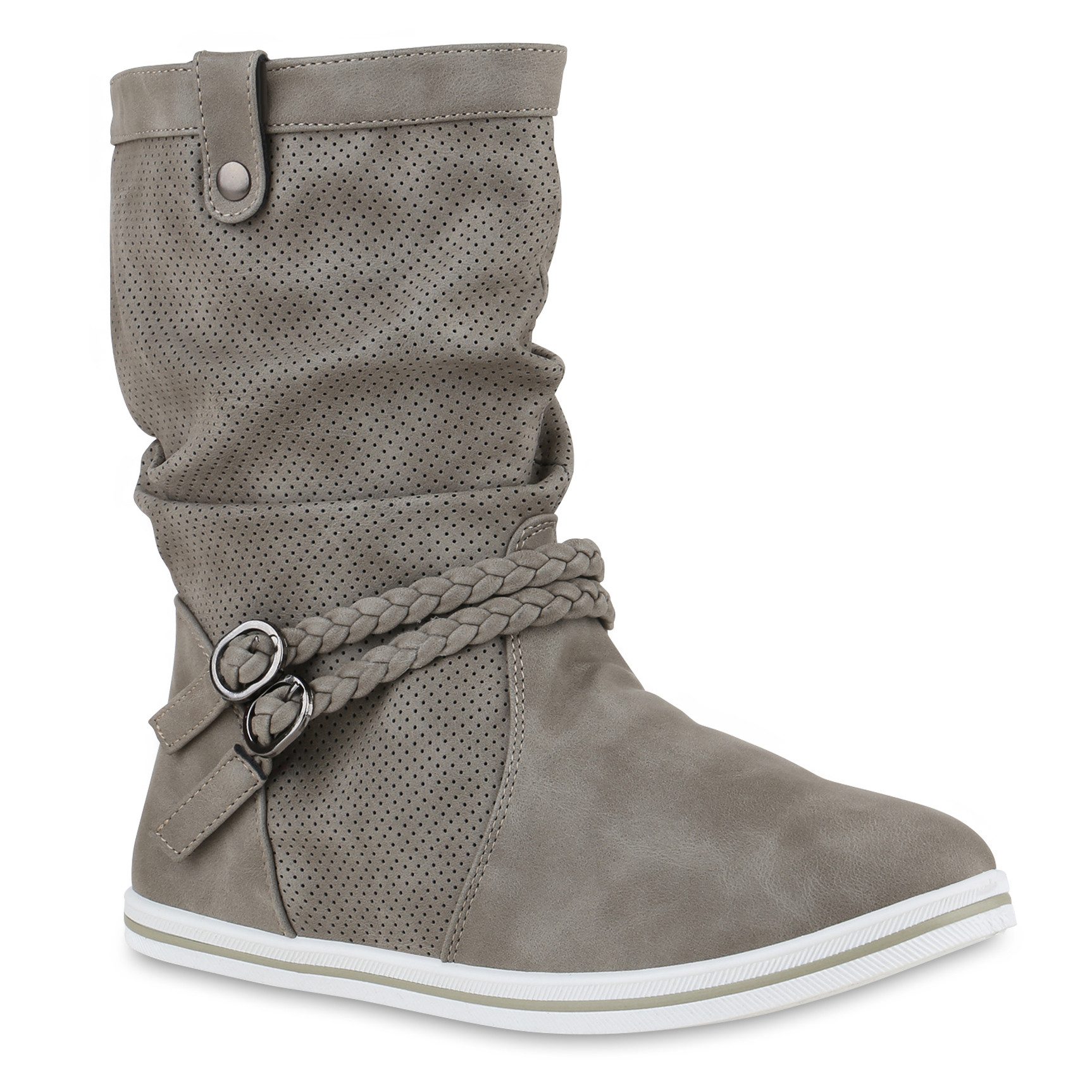VAN HILL 70991 Schlupfstiefel Damen Schlupfstiefel Skylar - Sportliche Stiefel mit Schnallen