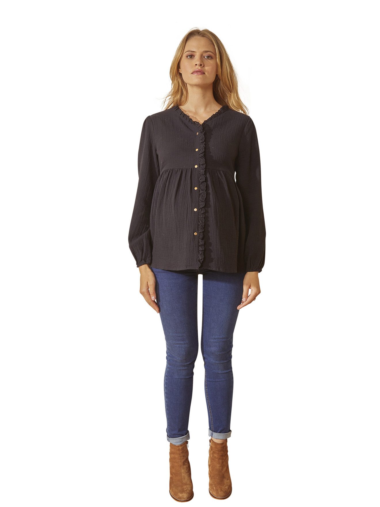 vertbaudet Umstandsbluse Musselin-Bluse, Schwangerschaft & Stillzeit