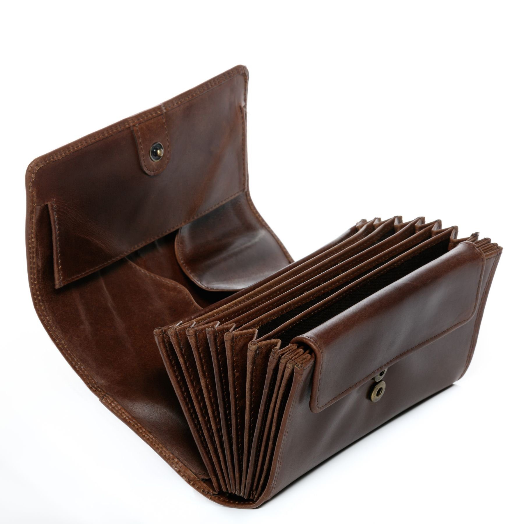 SID & VAIN Geldbörse ABERDEEN, Kellnerportemonnaie echt Leder Unisex, Kellnergeldbeutel braun