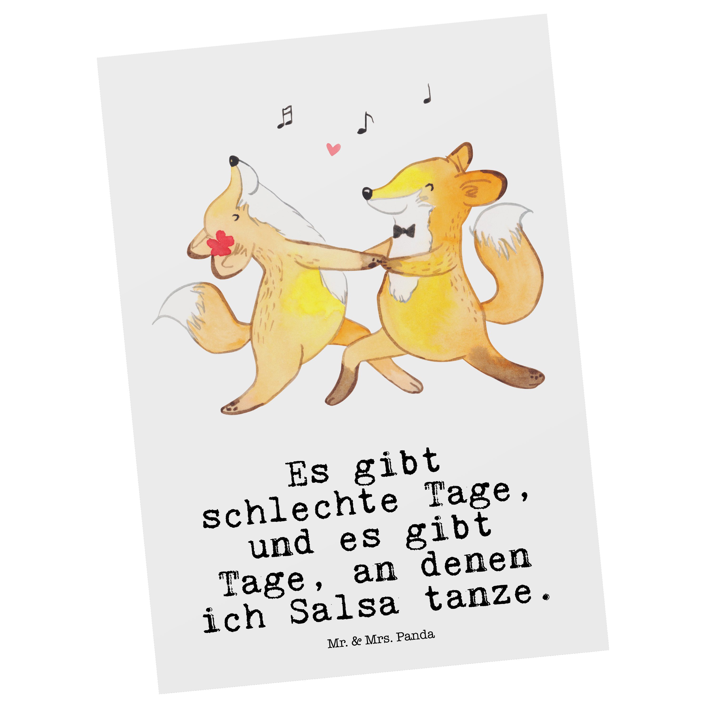 Mr. & Mrs. Panda Postkarte Füchse Salsa tanzen Tage - Weiß - Geschenk, Geburtstagskarte, Sportle