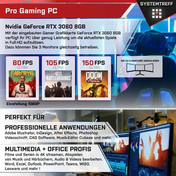SYSTEMTREFF Basic Gaming-PC (AMD Ryzen 5 5600, GeForce RTX 3060, 32 GB RAM, 1000 GB HDD, 512 GB SSD, Luftkühlung, Windows 11, WLAN)