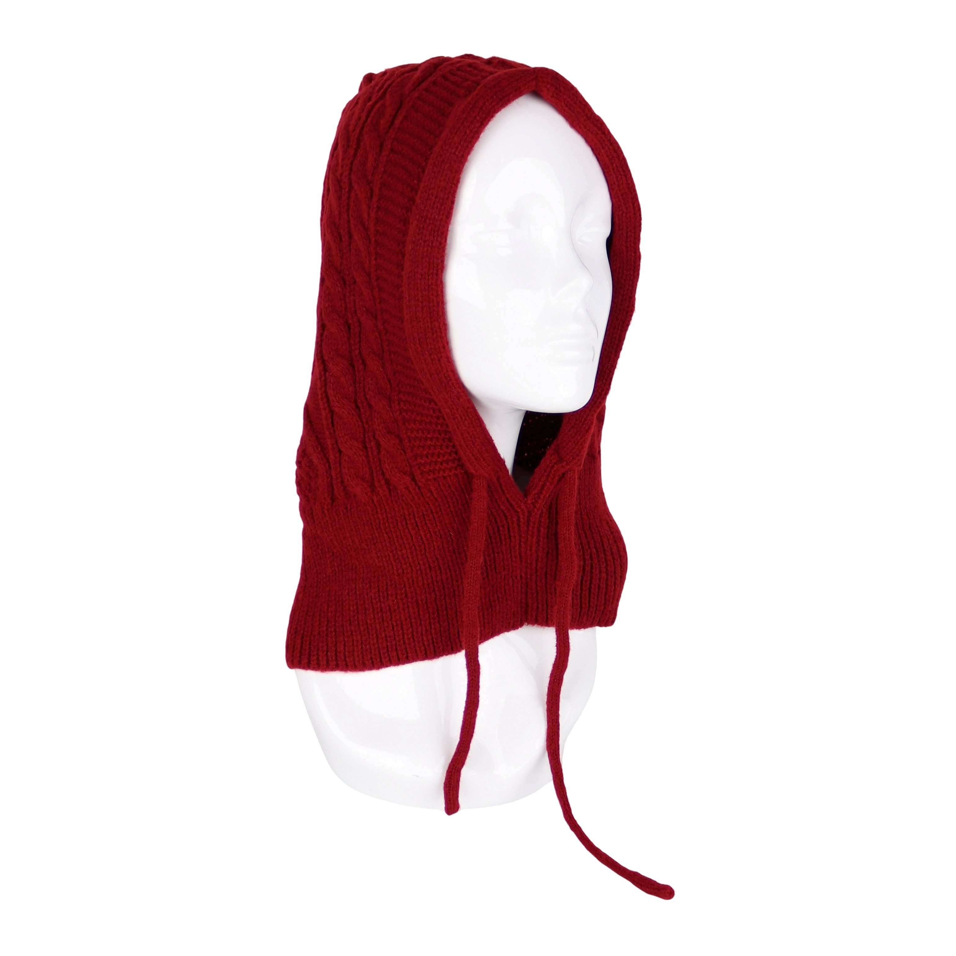 MIRROSI Strickmütze Damen BALACLAVA mit Zopfmuster oder Unifarben Wintermüt günstig online kaufen