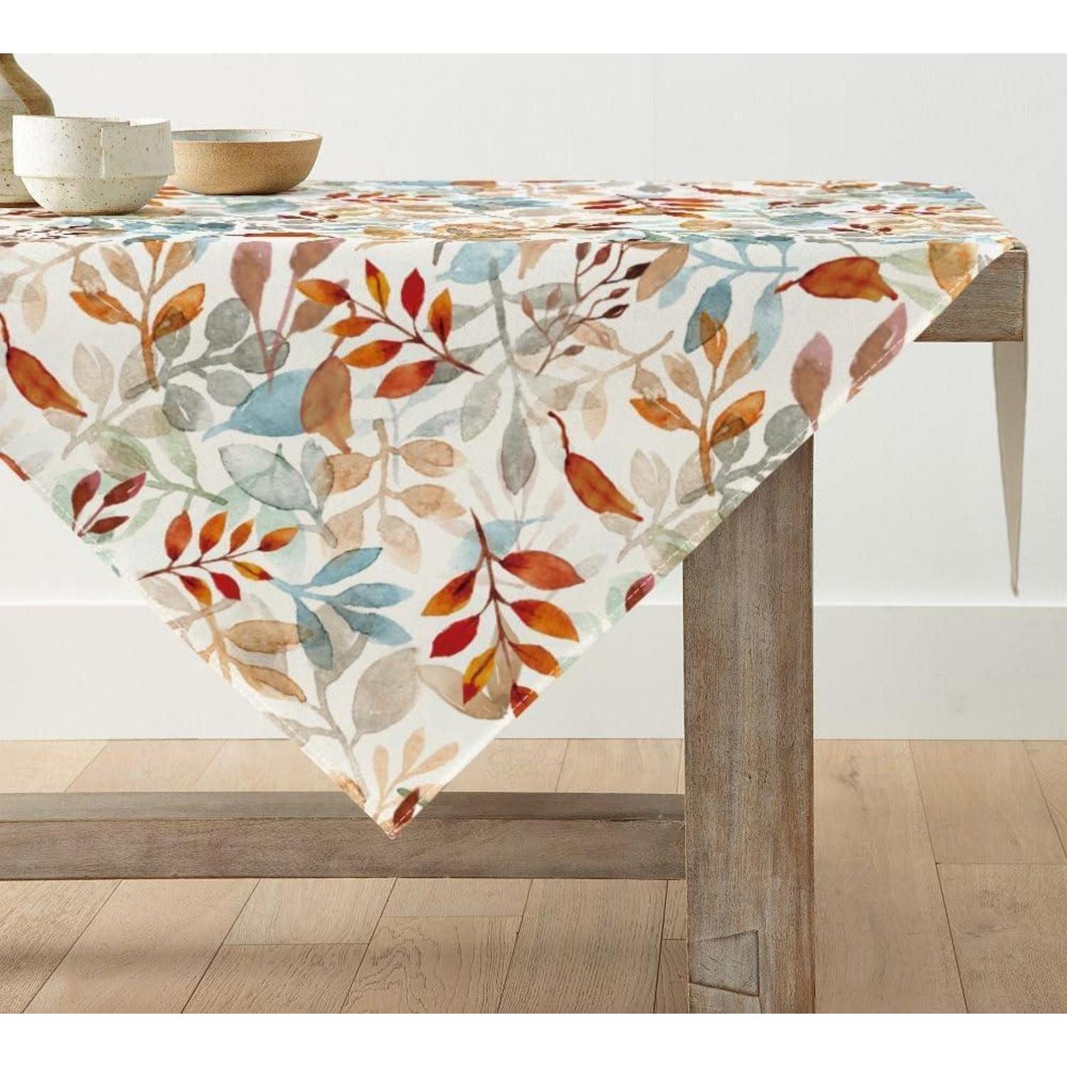 LuxusKollektion Tischdecke Herbst Blätter Tischdecke Rund 140 cm Rot Fleckschutz Wohnkultur