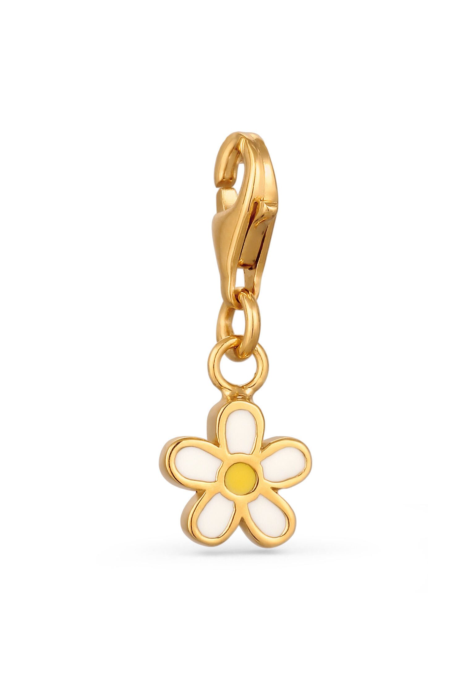 Elli Charm-Einhänger Charm Blume 925 Sterling Silber vergoldet