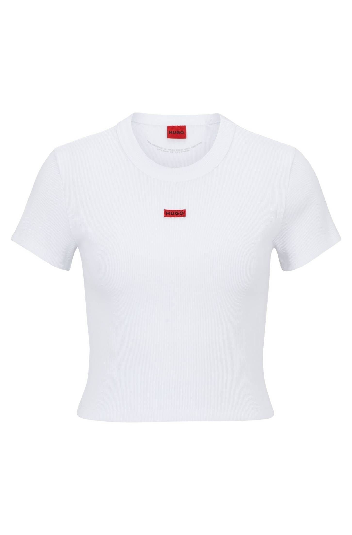 weiss DELUISA Fit (1-tlg) T-Shirt (10) Cropped HUGO T-Shirt Damen
