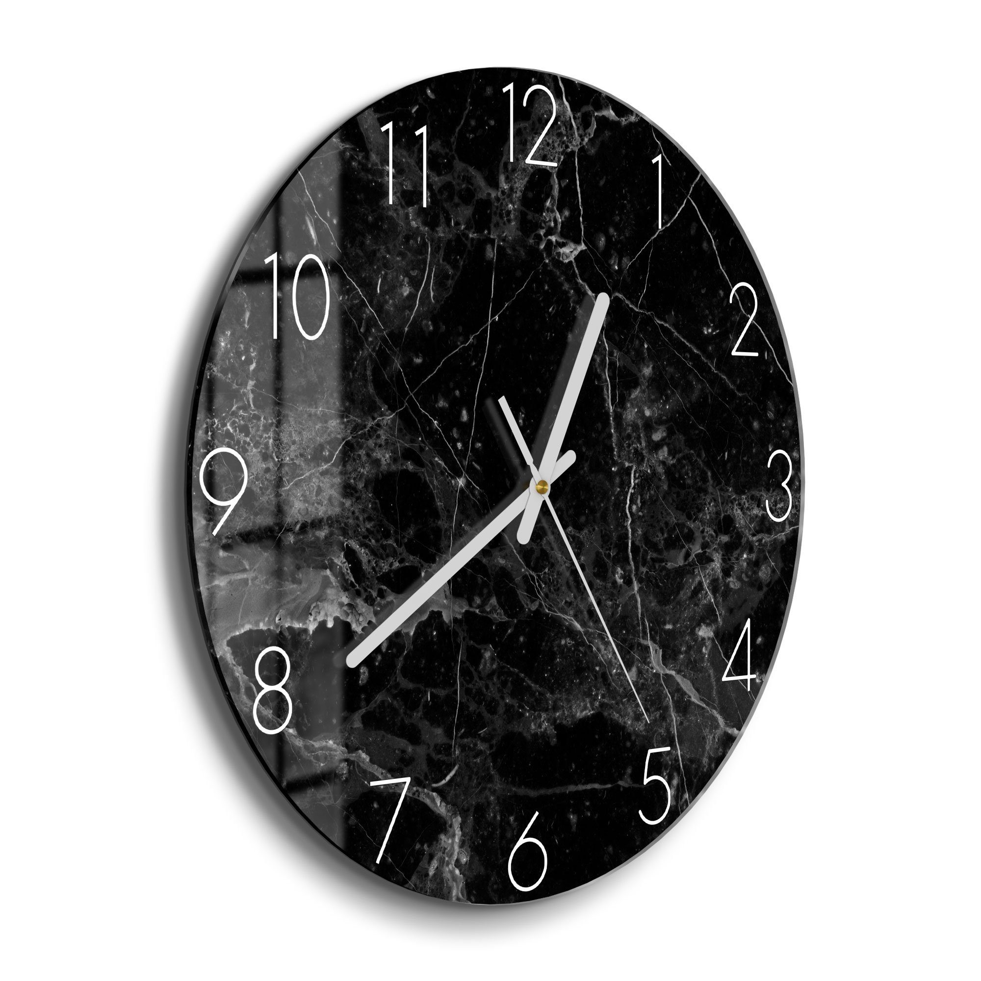 DEQORI Wanduhr 'Marmorplatte nah' (Glas Glasuhr günstig online kaufen