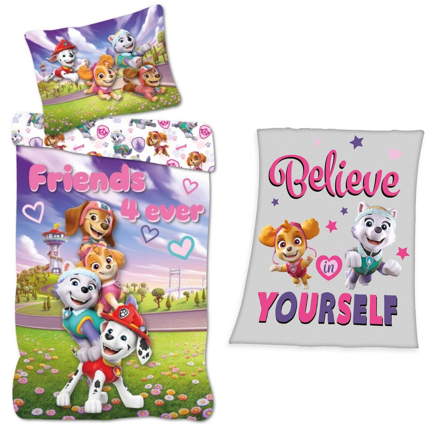 Bettwäsche PAW Patrol - Bettwäsche-Set, 135x200 und Fleecedecke, 130x160