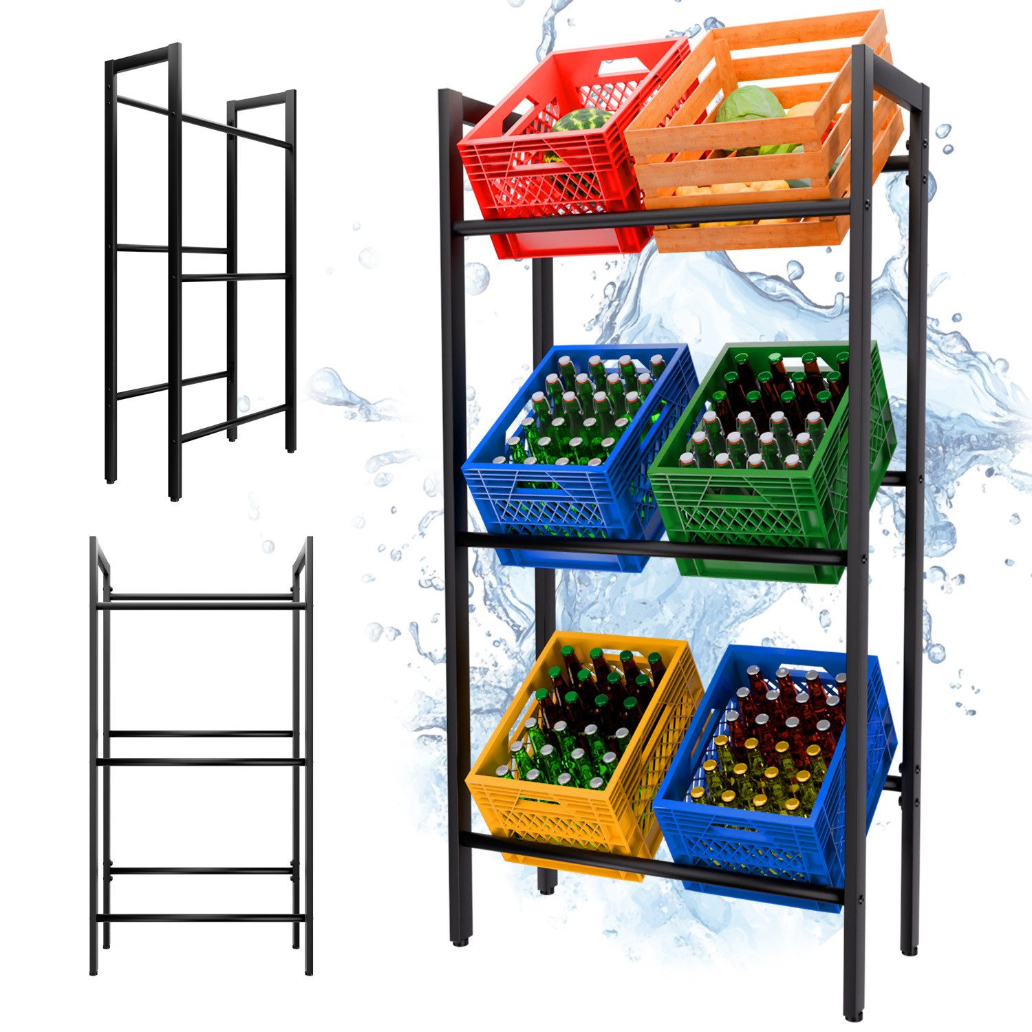 TroniTechnik Regal Getränkekistenregal Stahl schwarz 71x32x140 cm, 3 Ebenen günstig online kaufen