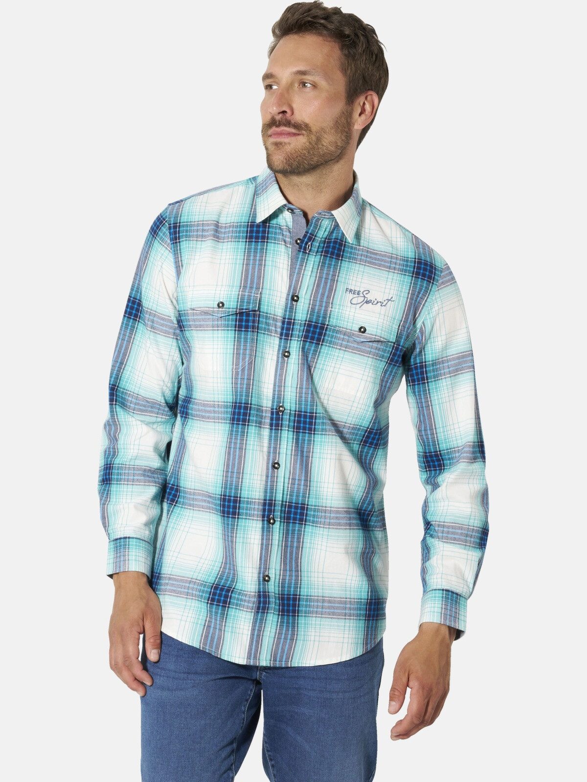 Babista Langarmhemd OLVAR mit Denim-Optik Details