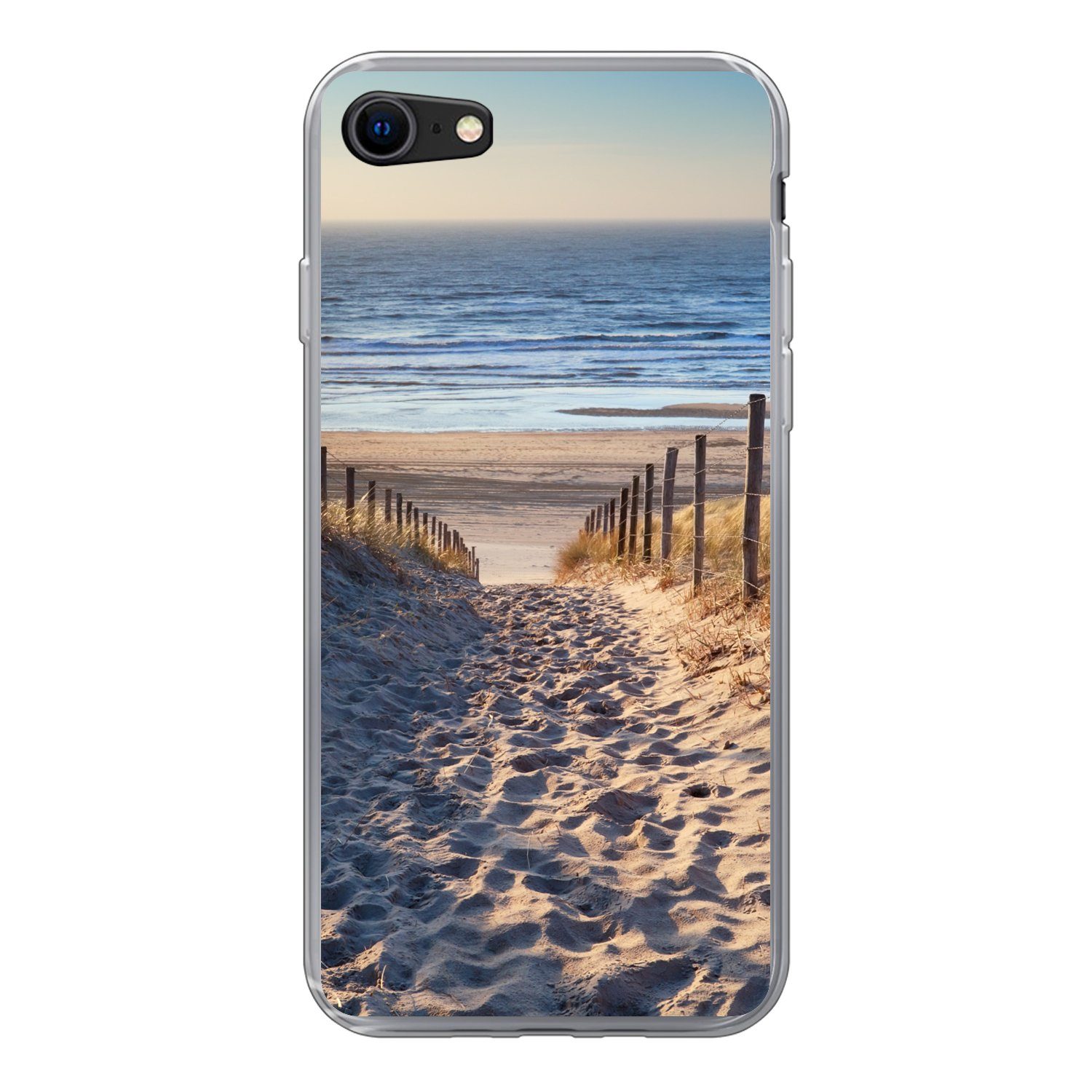 MuchoWow Handyhülle für Apple iPhone 7 Strand - Meer - Niederlande - Dünen - Sonne, Smartphone-Bumper, Print, Handy Schutzhülle Dünn