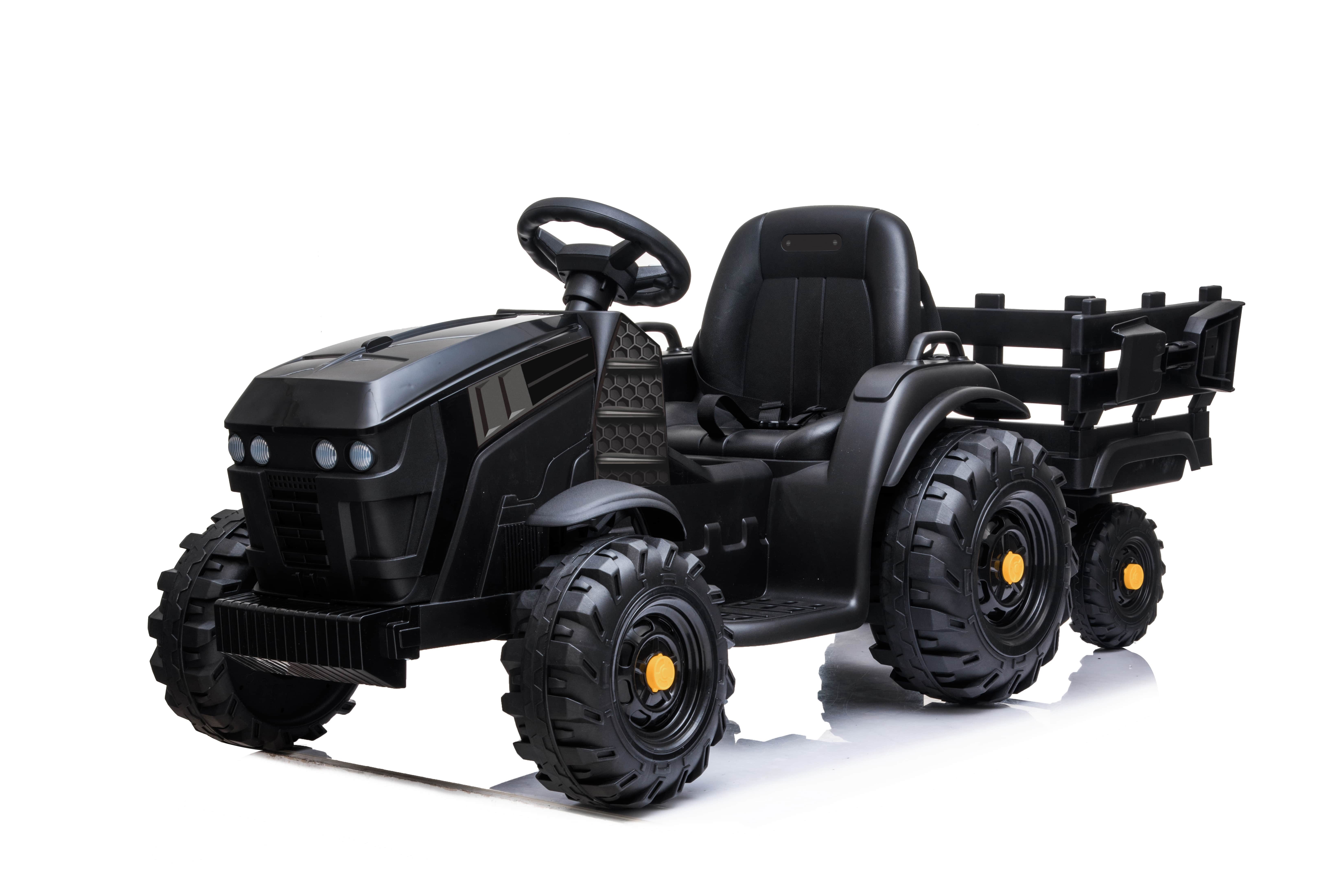 BoGi Elektro-Kinderauto Kinder-Elektrotraktor 12V mit Anhänger, 2x45W, USB, Musik, Starker 12V Kindertraktor mit Anhänger und Soundfunktion