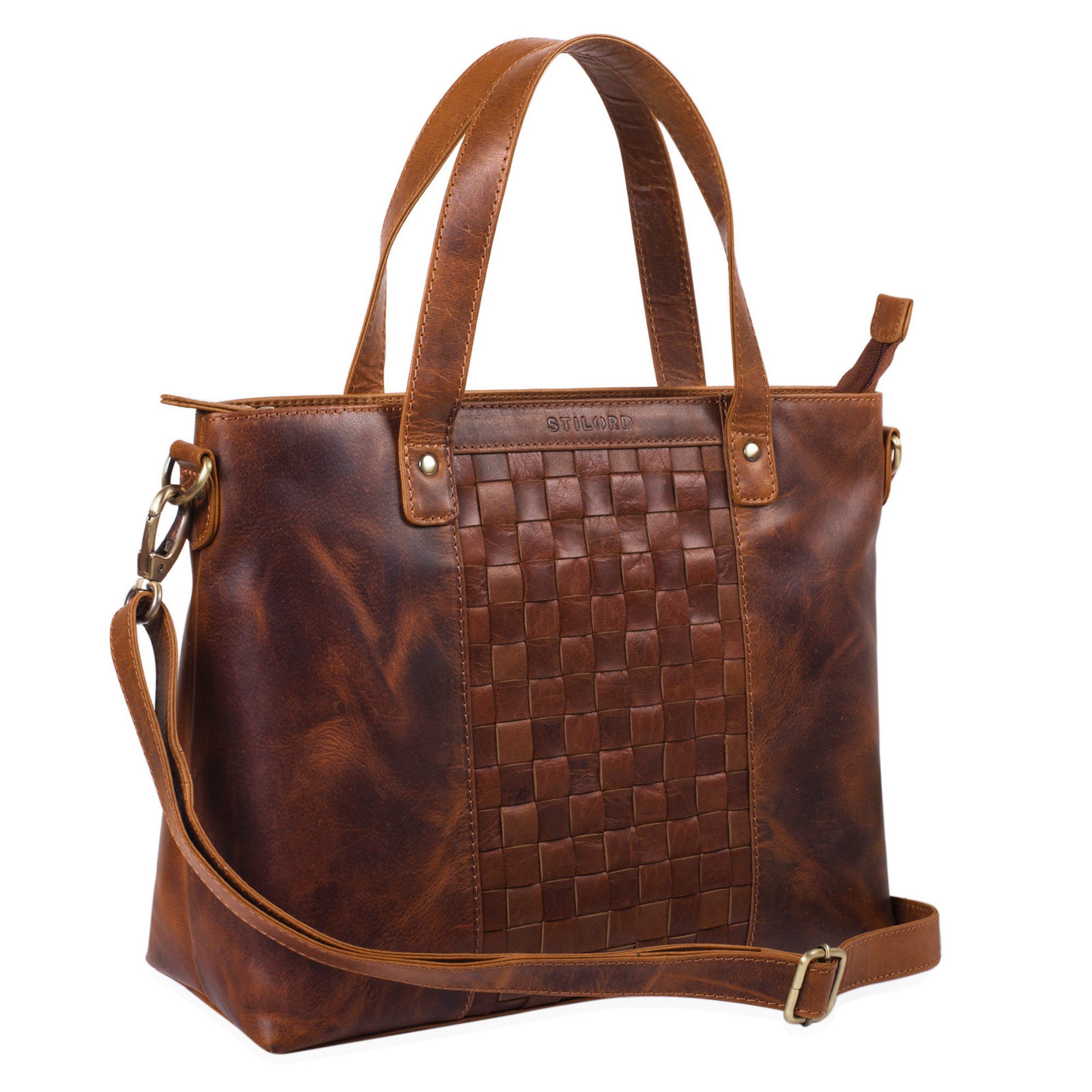 STILORD Handtasche Mara Elegante Handtasche geflochten Echtleder für Damen