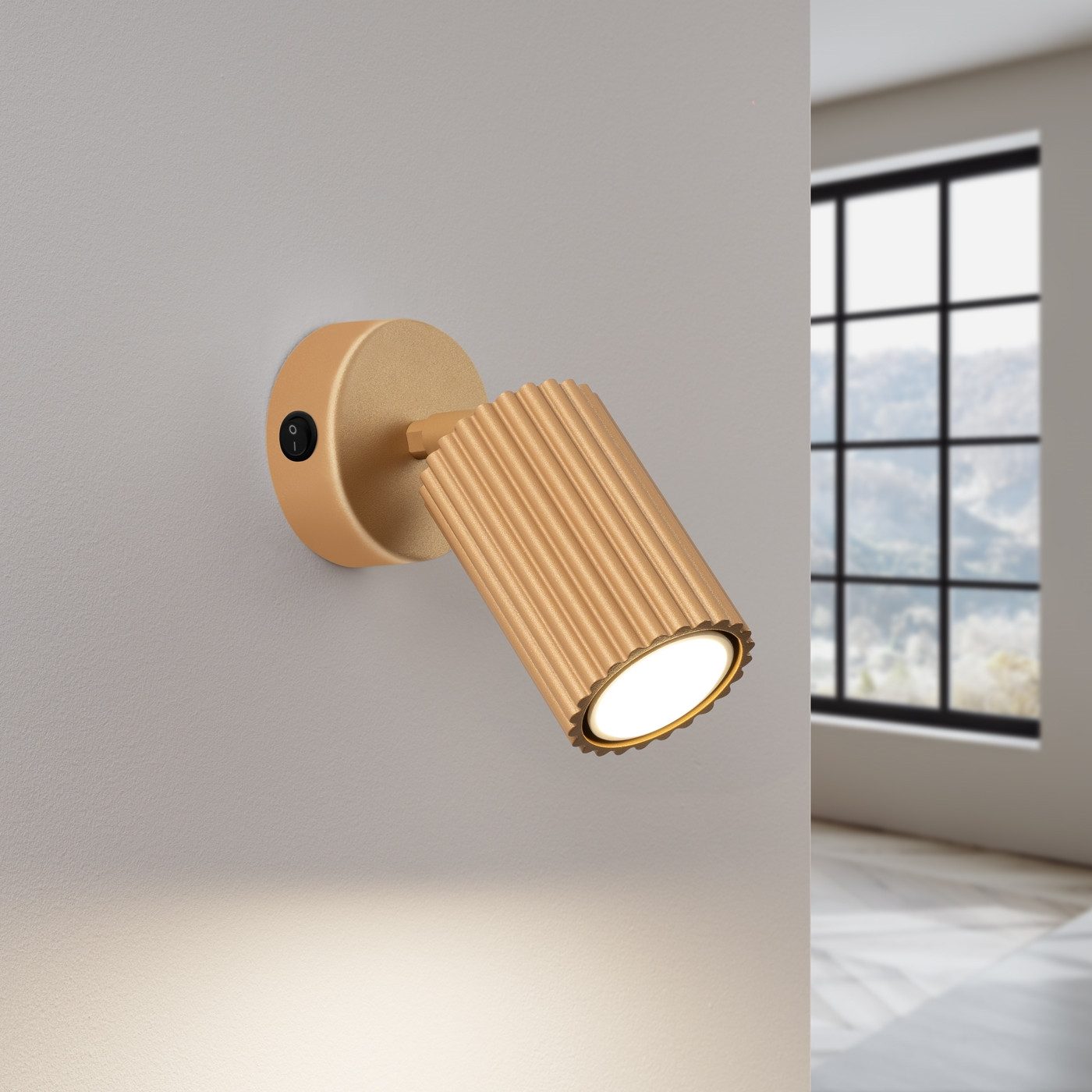 SOLLUX lighting Wandleuchte Wandleuchte Karbon Goldene Mit Schalter, Nicht enthalten