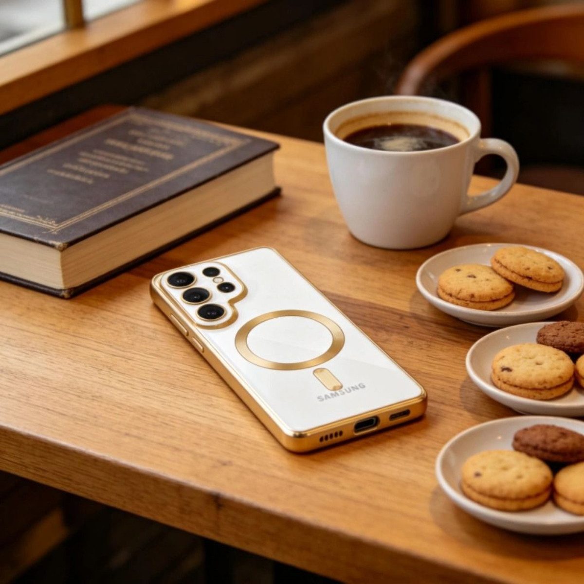 TECH PROTECT Handyhülle MagFlex für Samsung Galaxy S26 Ultra Glänzendes Gold Magnetisch Case 6,9 Zoll, Weiche Mikrofaser-Innenseite schützt vor feinen Kratzern – Bild 3 von 4