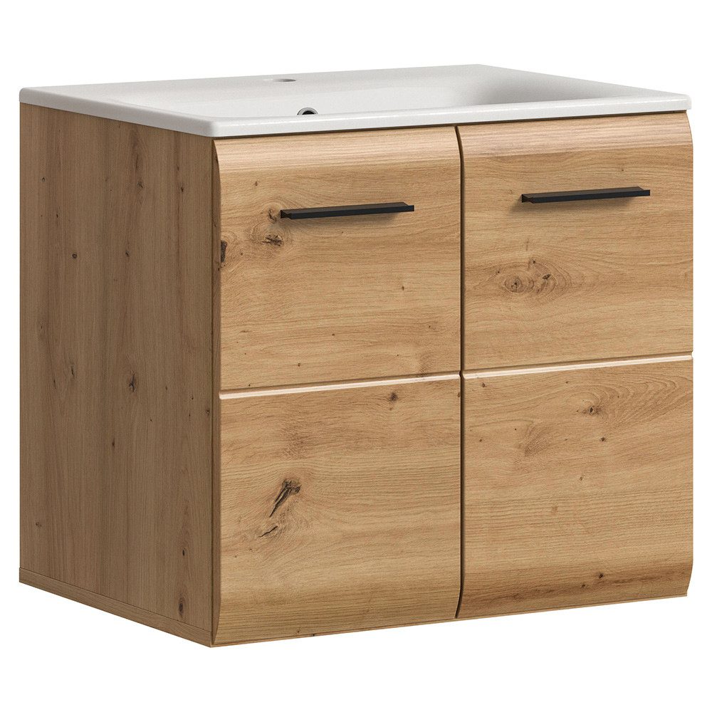 Lomadox Waschtisch IGGESUND-158, 60 cm breit in Eiche, 2 Türen