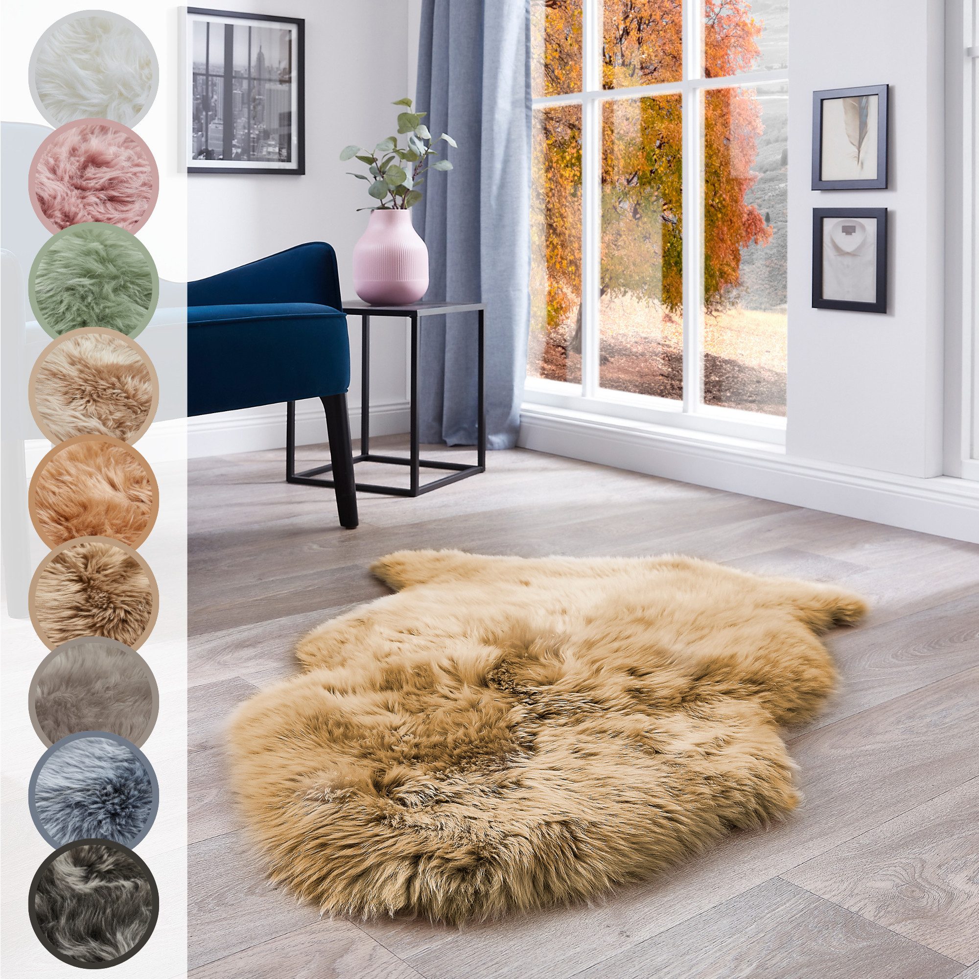 LUXOR living Fellteppich Schaffell Namika, fellförmig, Höhe: 50 mm, echtes Lammfell, weich & flauschig, große Farbauswahl, in 2 Größen