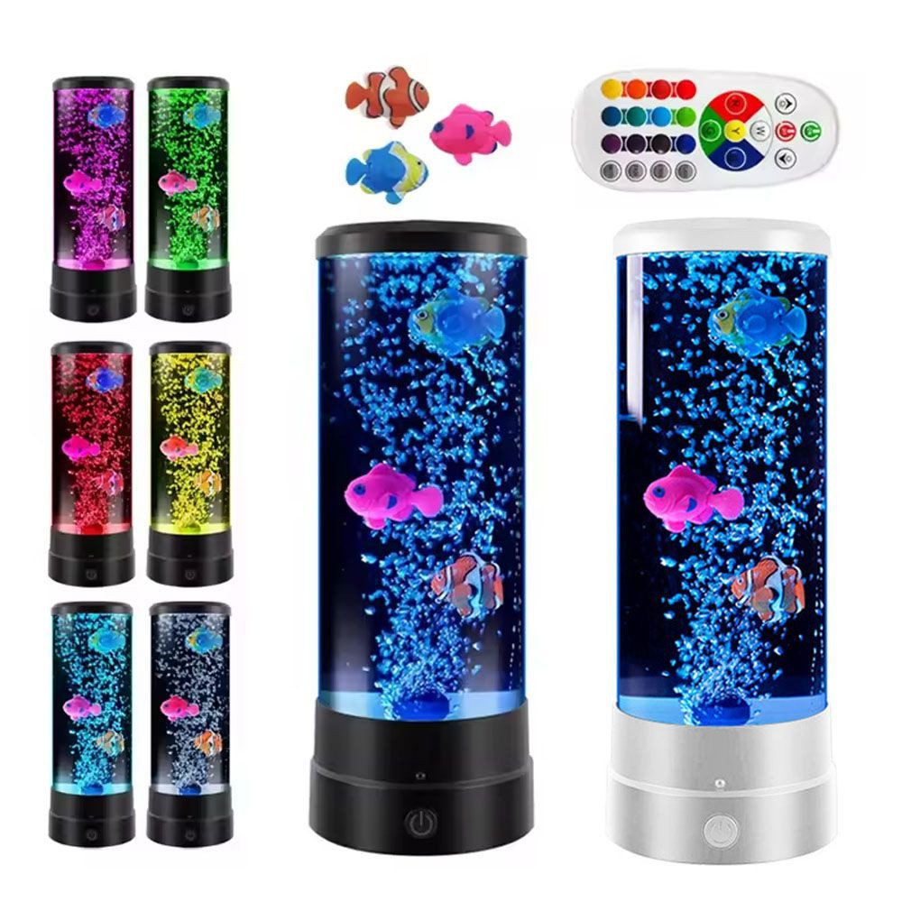 Lavalampe Aquarium Lampe, Blasenlichtlampe mit Fisch Aquarium Nachtlicht