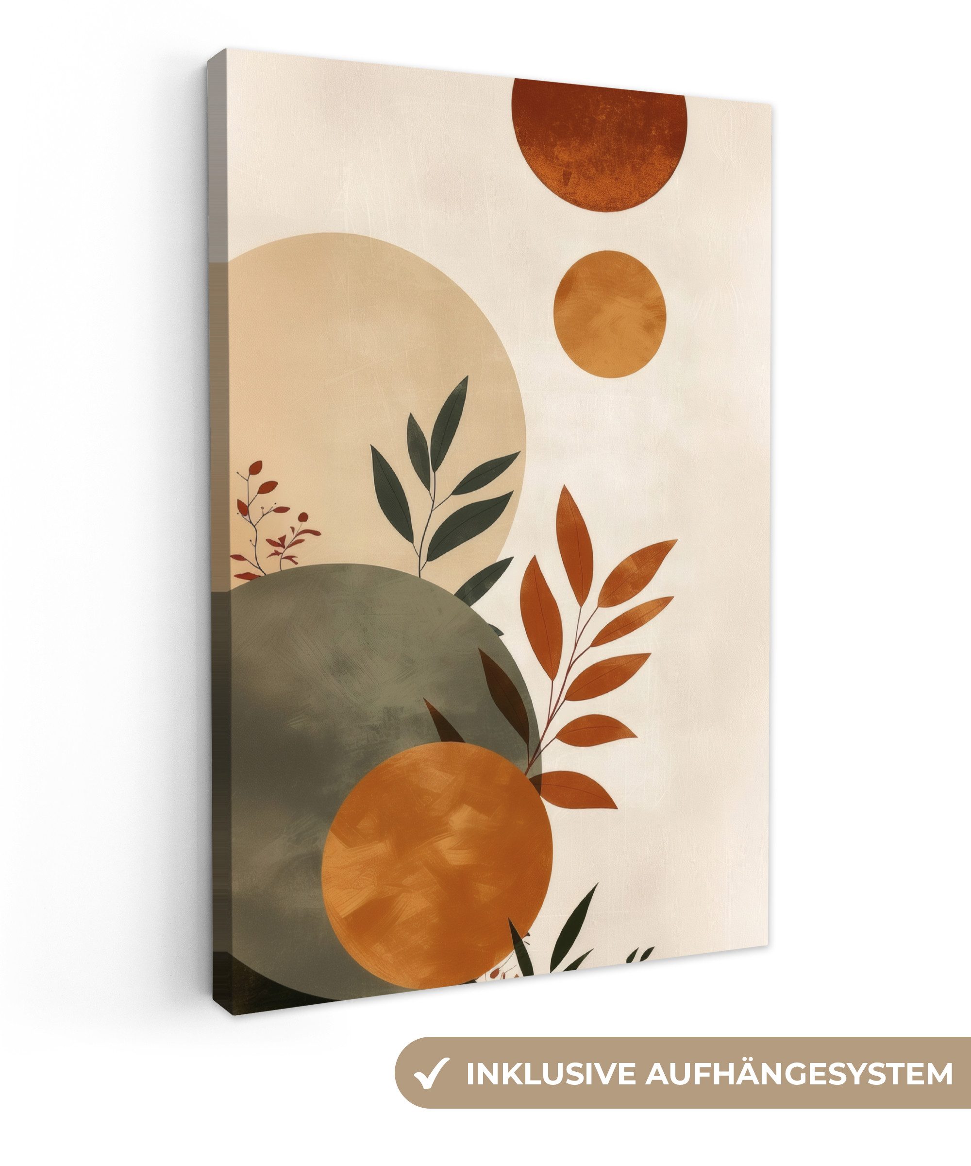 OneMillionCanvasses® Leinwandbild Formen - Rund - Blätter - Beige, Fotodruc günstig online kaufen