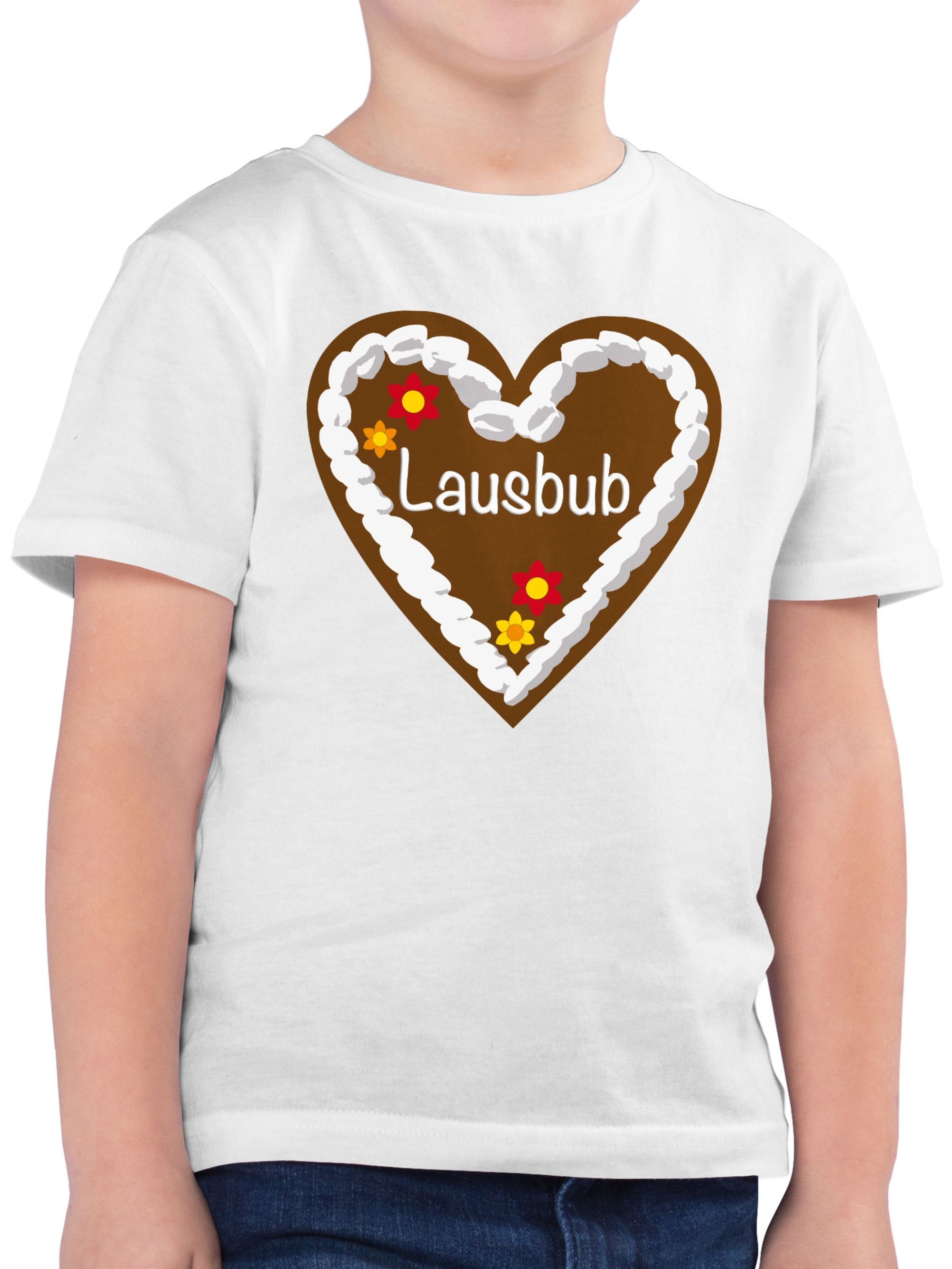 Outfit Lebkuchenherz 2 T-Shirt für Oktoberfest Lausbub Kinder Shirtracer Weiß Mode