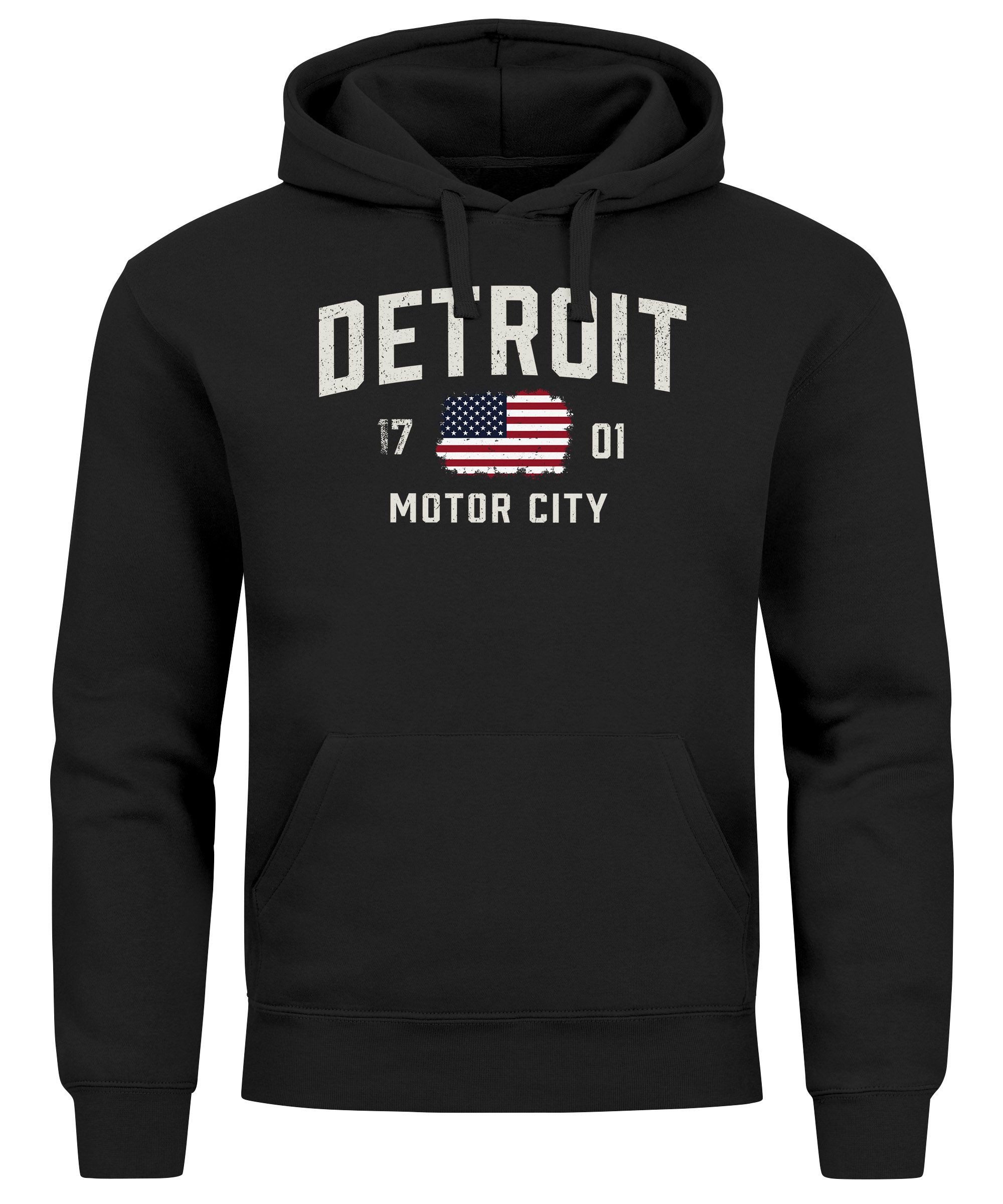 Hoodie Hoodie Herren Detroit USA Print Aufdruck Amerika Stars and Stripes