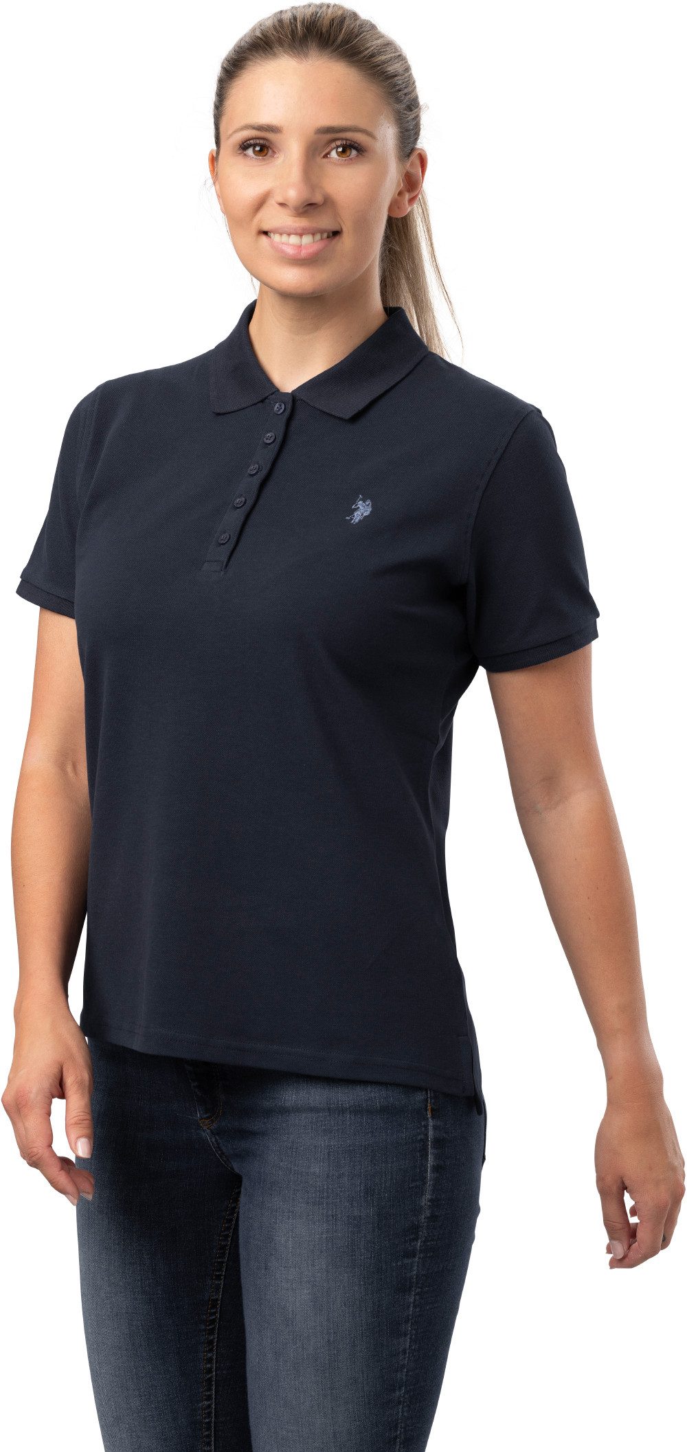 U.S. Polo Assn. Poloshirt Stretch-Piqué mit taillierte Passform