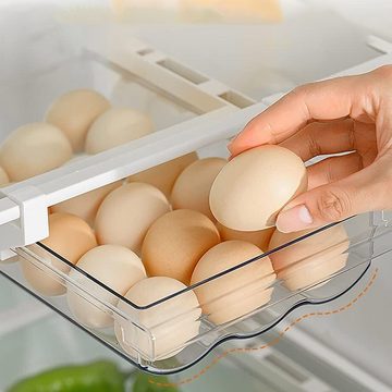 AKKEE Eierkorb Schubladen Eierhalter für bis zu 18 Eier, (1-tlg., Transparent Eierbox mit Griff für Küche, Kühlschränken/Frischhalten), Eierhalter für Kühlschrank, Große Schubladentyp Eierbehälter