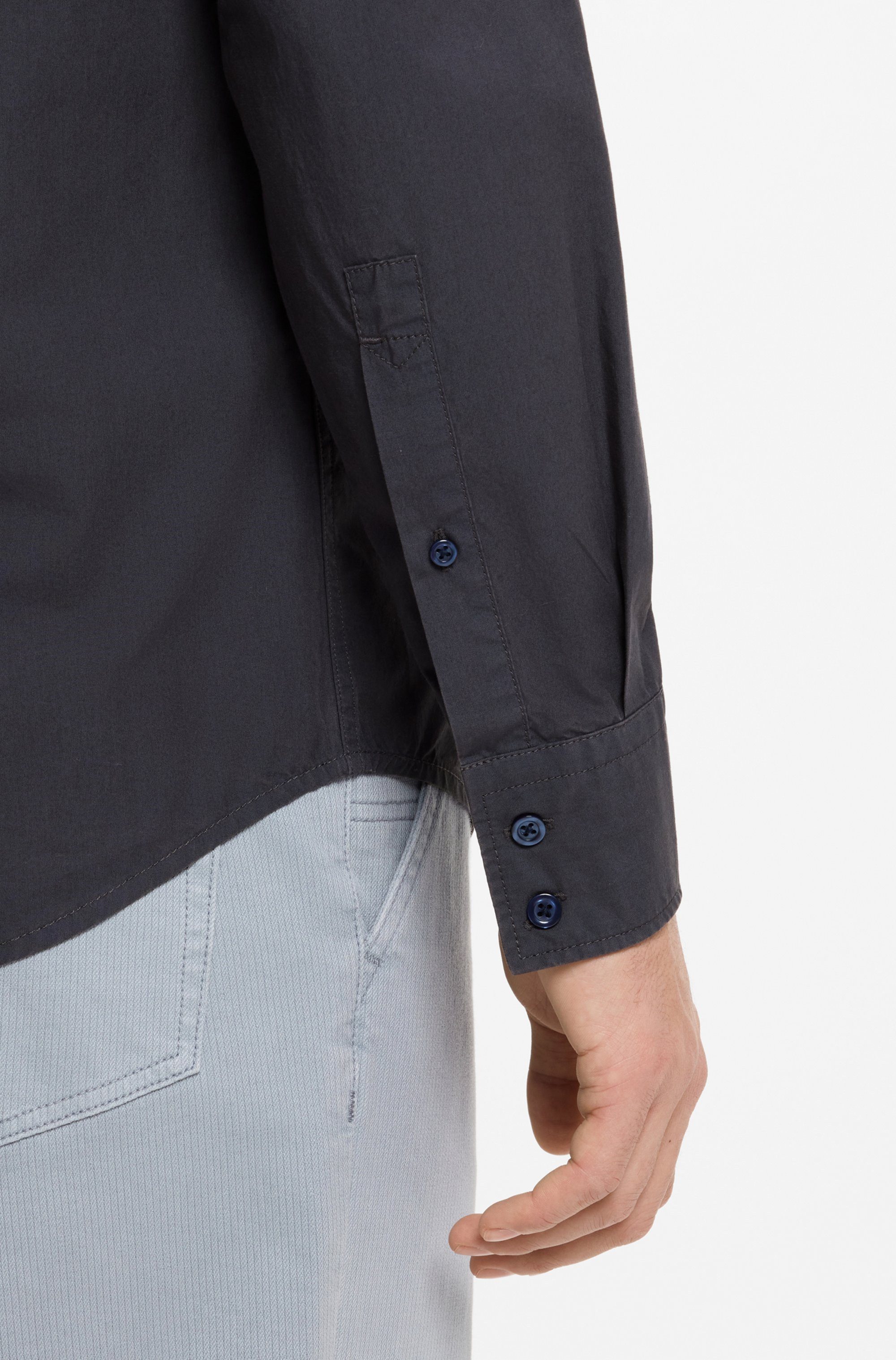 BOSS ORANGE Langarmhemd Relegant Regular Fit Baumwolle mit BOSS Stickerei und klassischem Kent Kragen