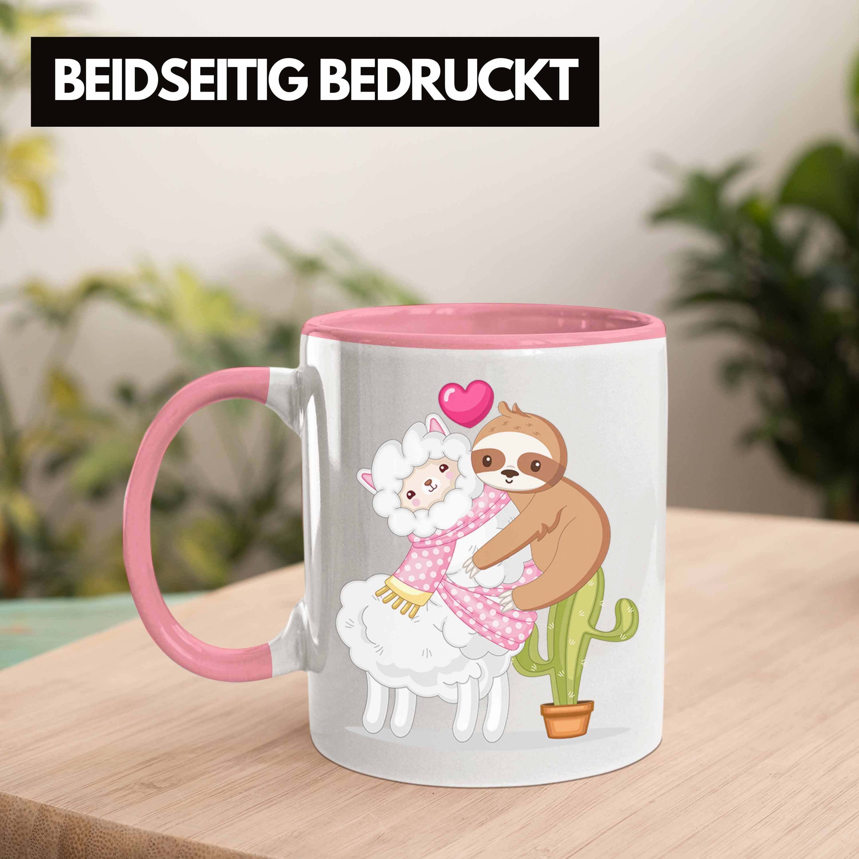 Geschenk Grafik Tasse Niedliche Faultier Valentinstag Freundin Alpaka Trendation Rosa Tasse