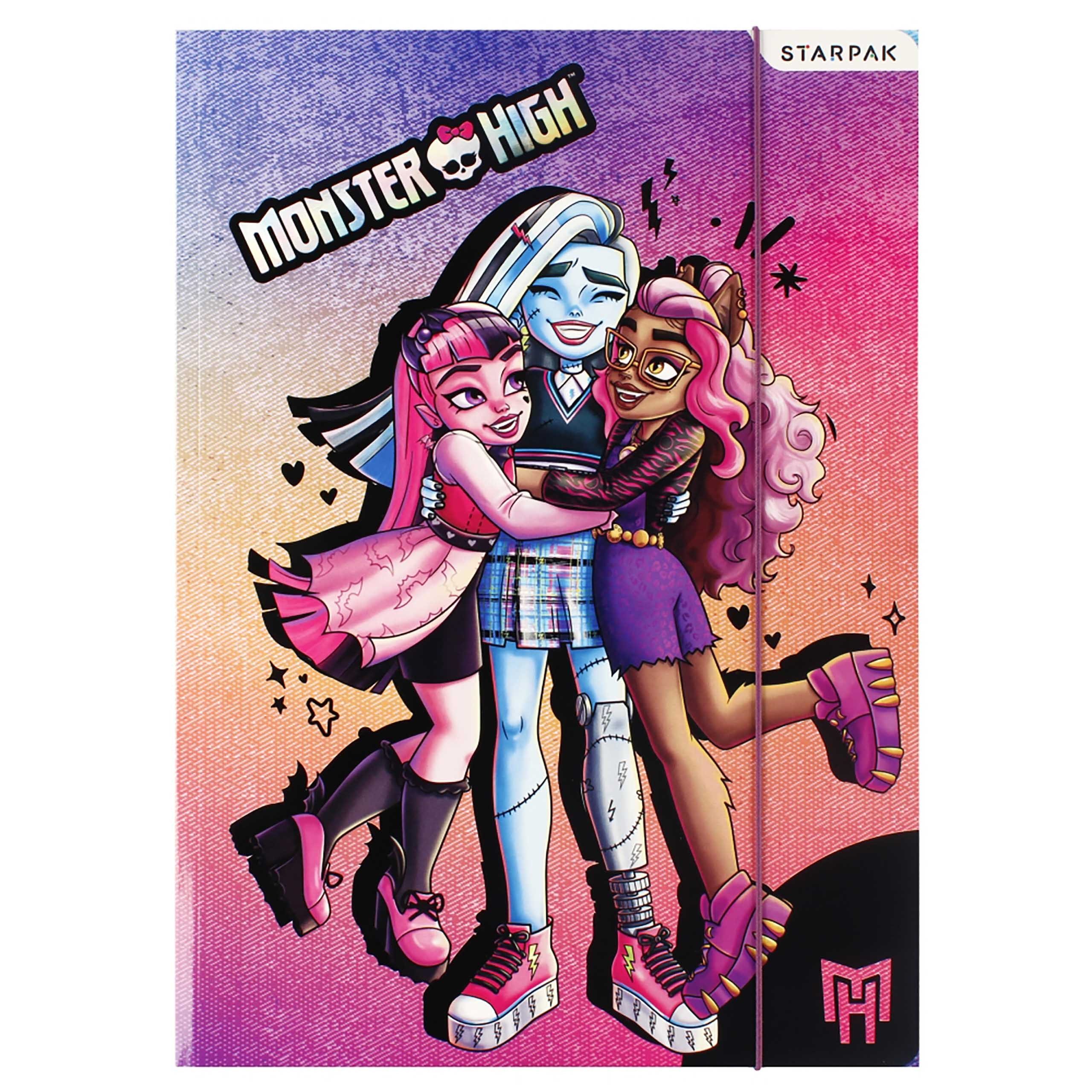 Monster High Konferenzmappe Monster High Mappe mit Gummiband, A4 Kinder Schulmappe, Stundenplan