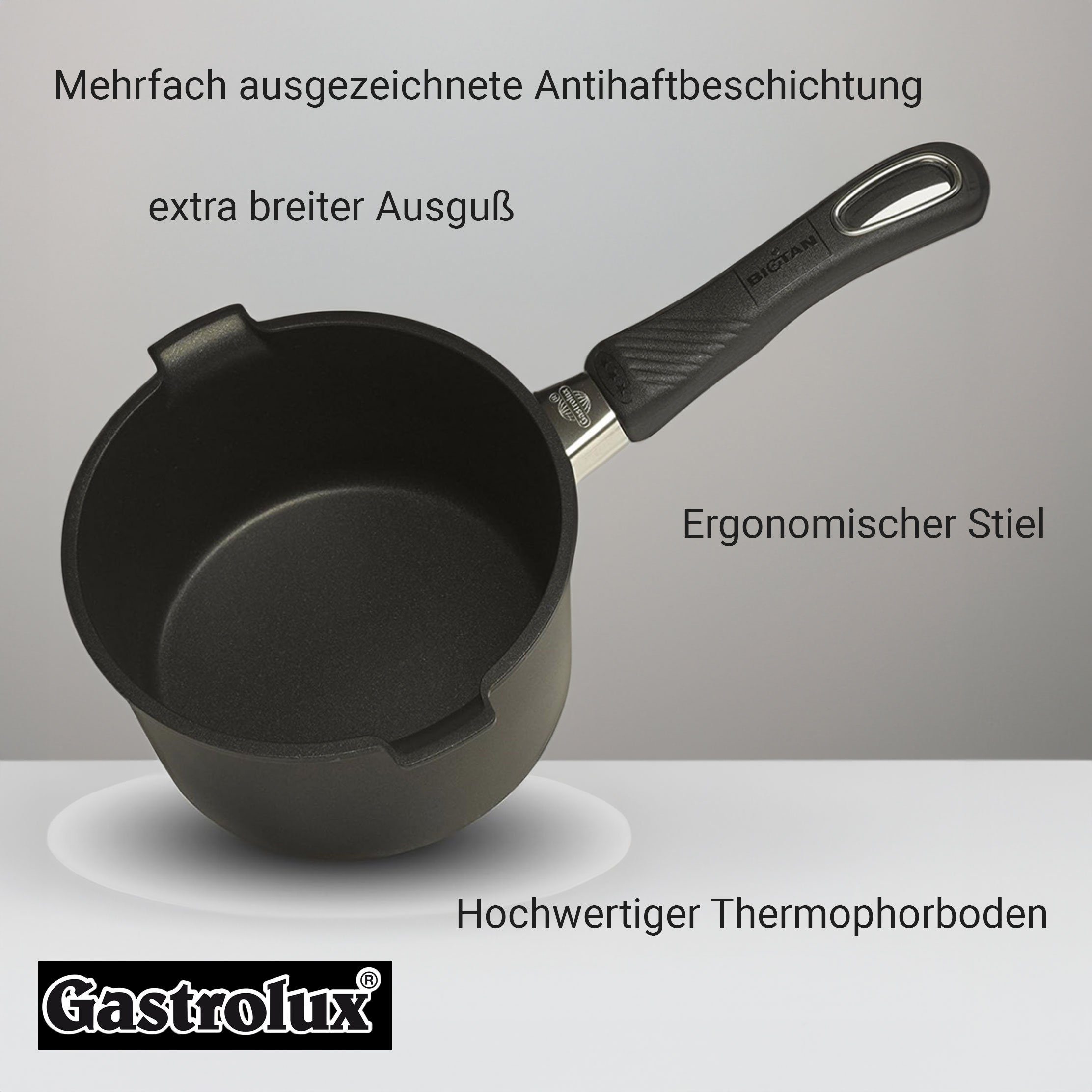 Stieltopf GASTROLUX Gastrolux Kasserolle16cm Biotan Bratpfanne Milchtopf Guss