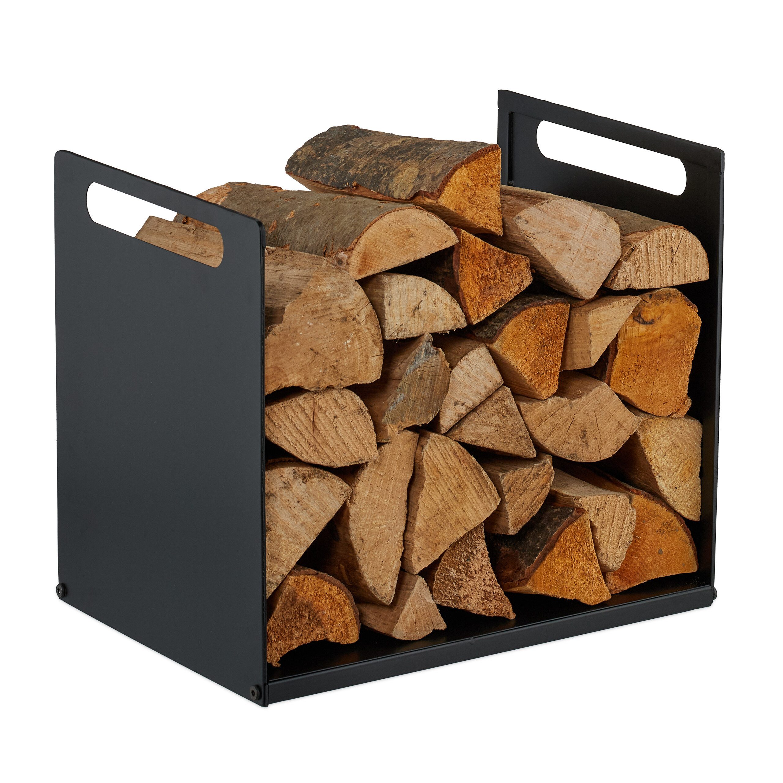 relaxdays Kaminholzregal Modernes Kaminholzregal aus Metall, BxTxH:40x30x35 cm, (1-St), schwarz