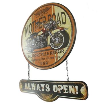 Linoows Metallschild Blechschild, Reklameschild, Motorrad Wandschild, Schild Mother Road, Motorcycle Motorrad Wandschild 50x40 cm