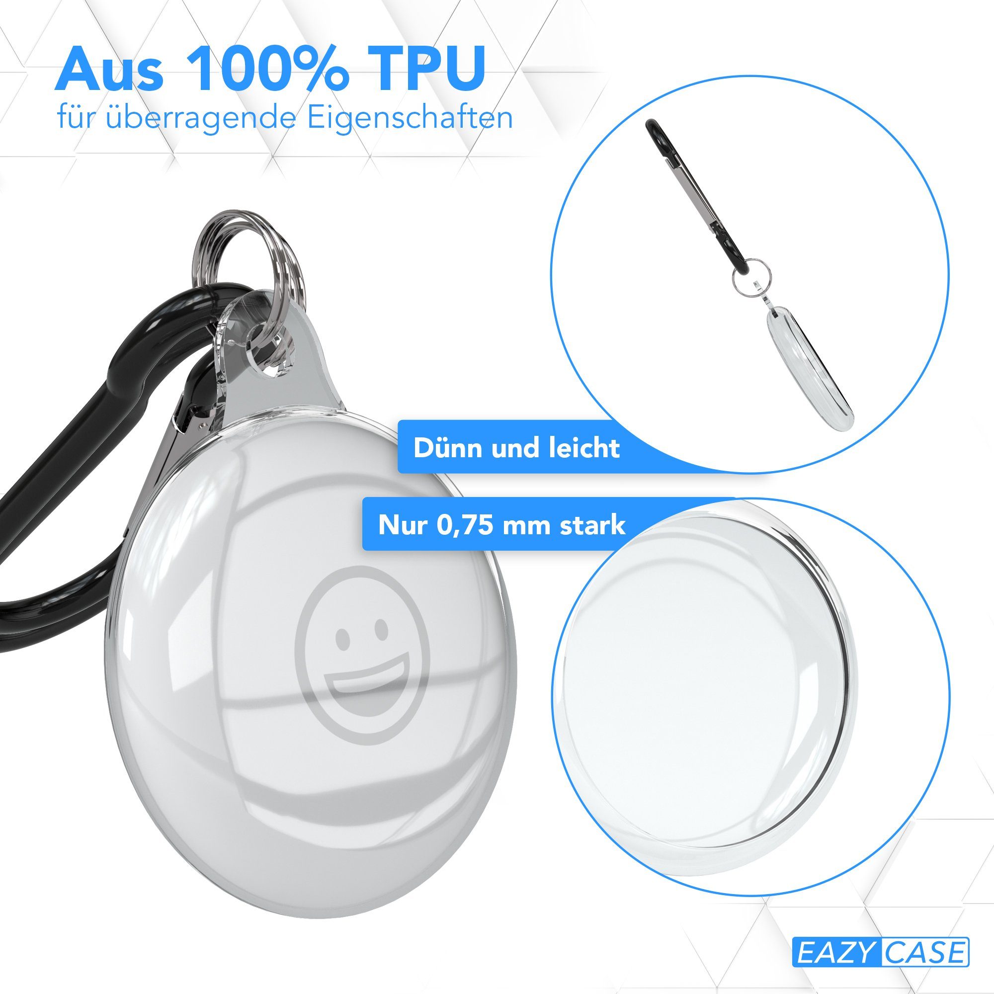 EAZY CASE Schlüsselanhänger Anhänger kompatibel mit Apple AirTag, Schutzhülle Silikon Airtags Hülle Kratzfest Case Karabiner Transparent