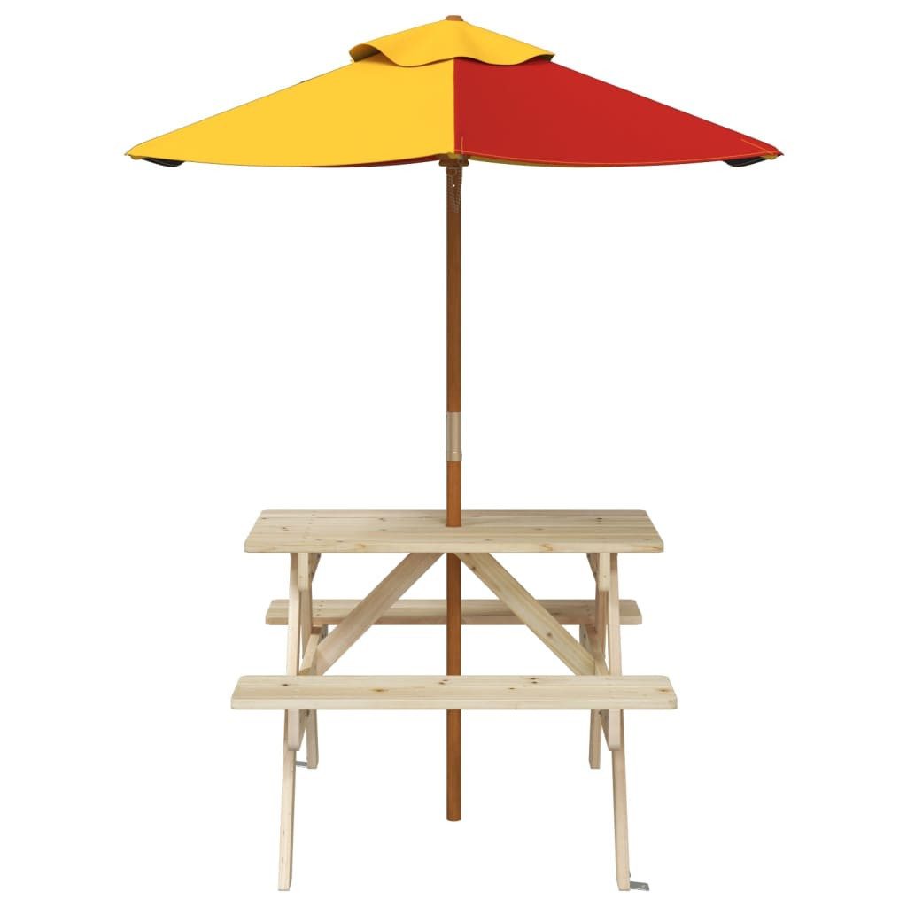 vidaXL Gartentisch Picknicktisch für 4 Kinder mit Sonnenschirm Massivholz Tanne (1-St)