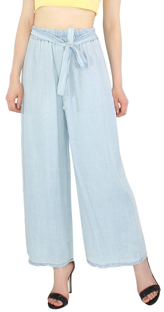 Godoboo Damen Sommerhose - Weite Bein High Waist Hose Mit Verstellbaren Bändern