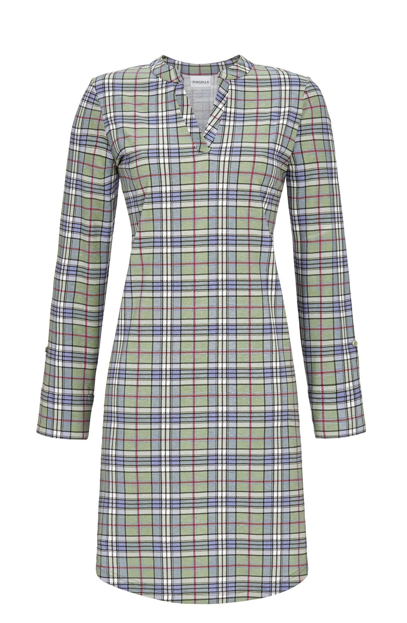 Ringella Nachthemd Sleepshirt kariert mit Krempelarm und kleinem Stehkragen günstig online kaufen