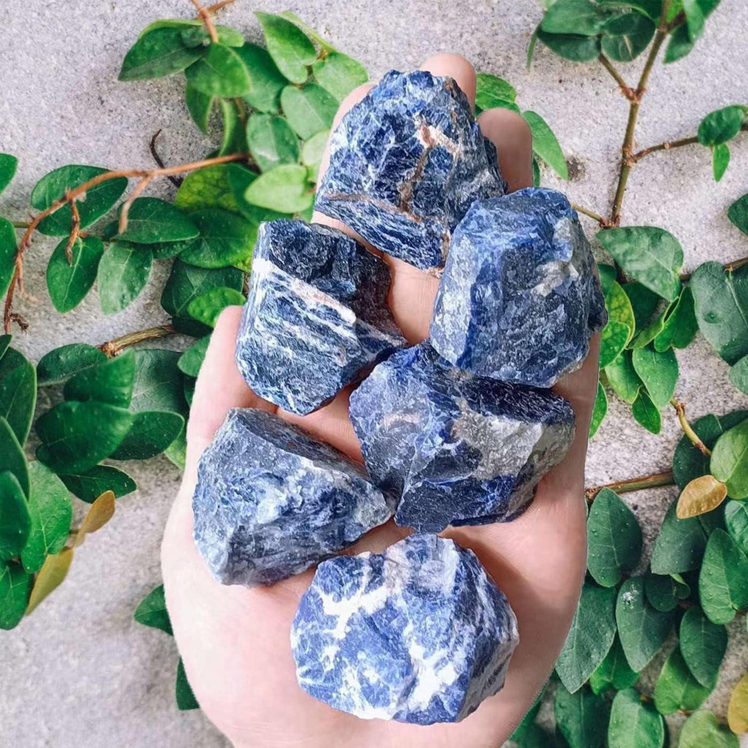 LuxusKollektion Mineralstein Rohsteine Sodalith blauer Heilsteine 4 Stück G-blauer Stein