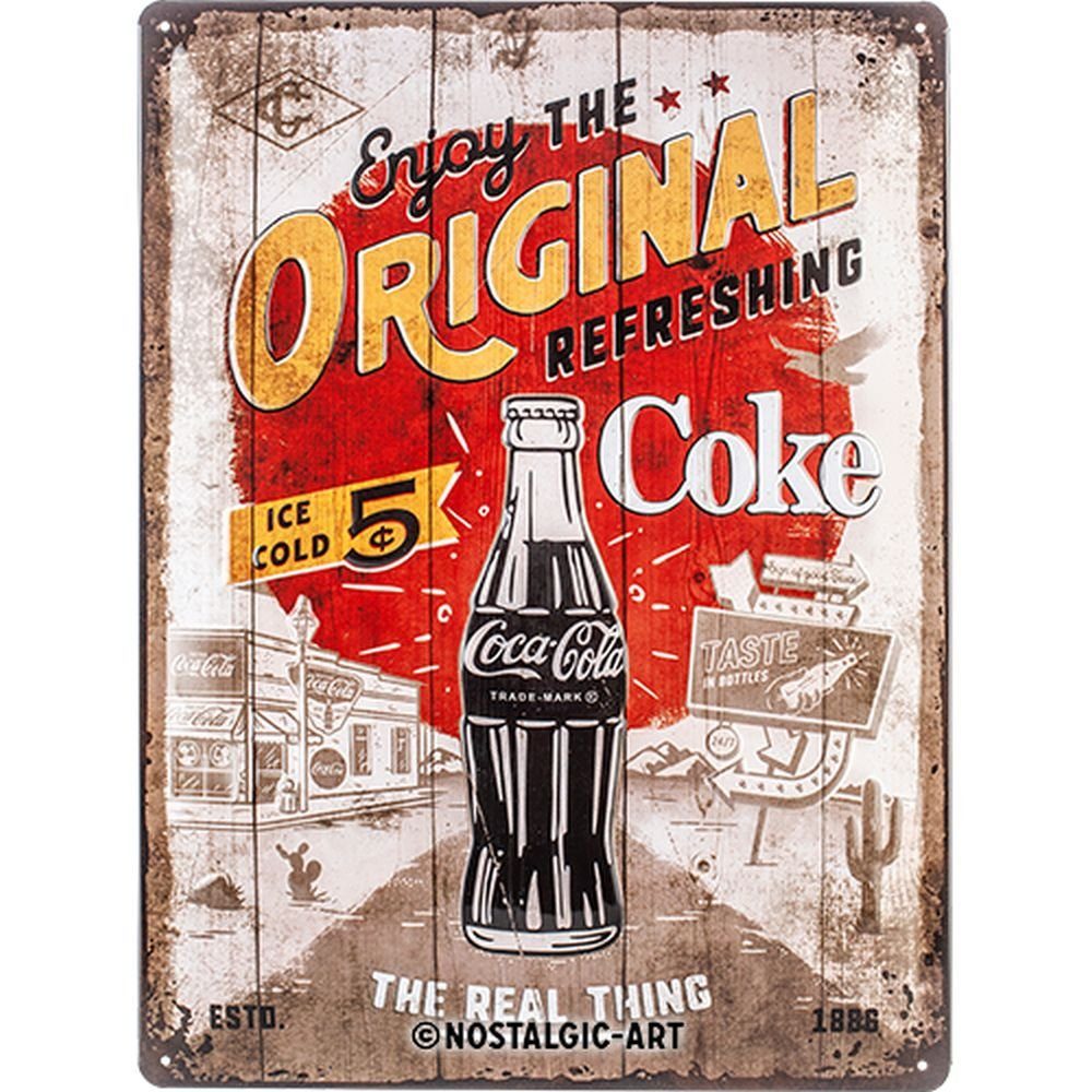 Nostalgic-Art Metallschild Blechschild 30 x 40 cm - Coca-Cola - Original Coke Highway 66