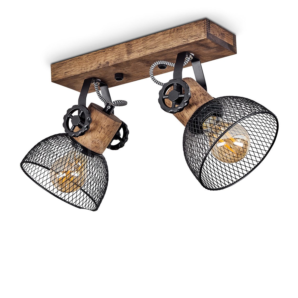 hofstein Deckenleuchte »Cotes« Deckenlampe, Holz/Metall, Braun/Schwarz Schi günstig online kaufen